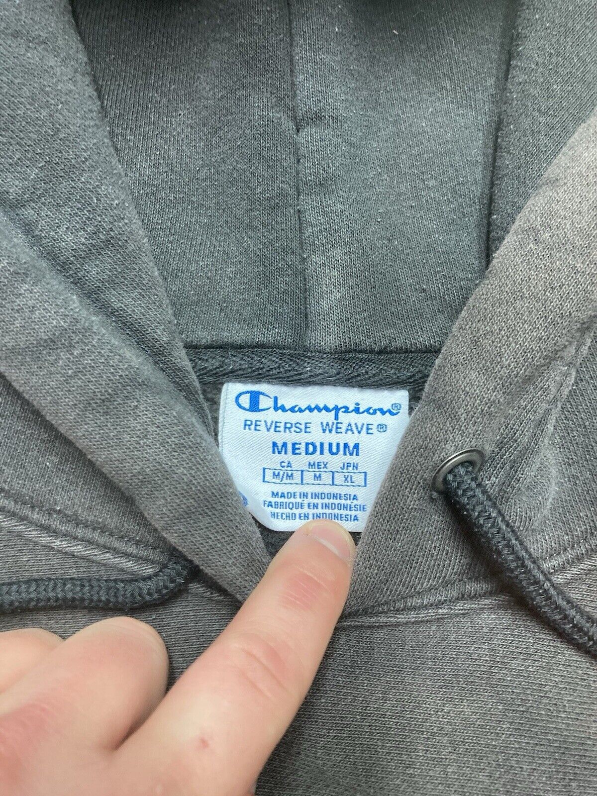 Champion × Vintage Champion reverse weave hoodie pullover fade black spellout M Size US M / EU 48-50 / 2 - 7 Thumbnail