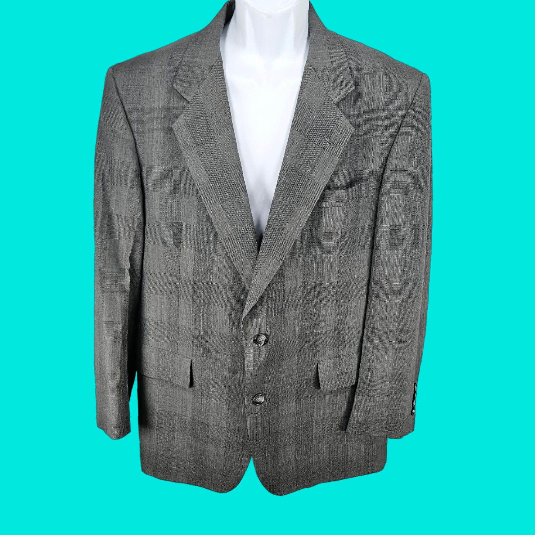 Hart Schaffner Marx VINTAGE Hart Schaffner Marx Grey Wool Blend Viracle Notch Blazer Sport Coat USA 42R Size 42R - 1 Thumbnail