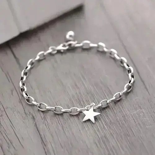 Jewelry x Vintage Fashion Star Bead Charm Bracelet in Silver, Men's