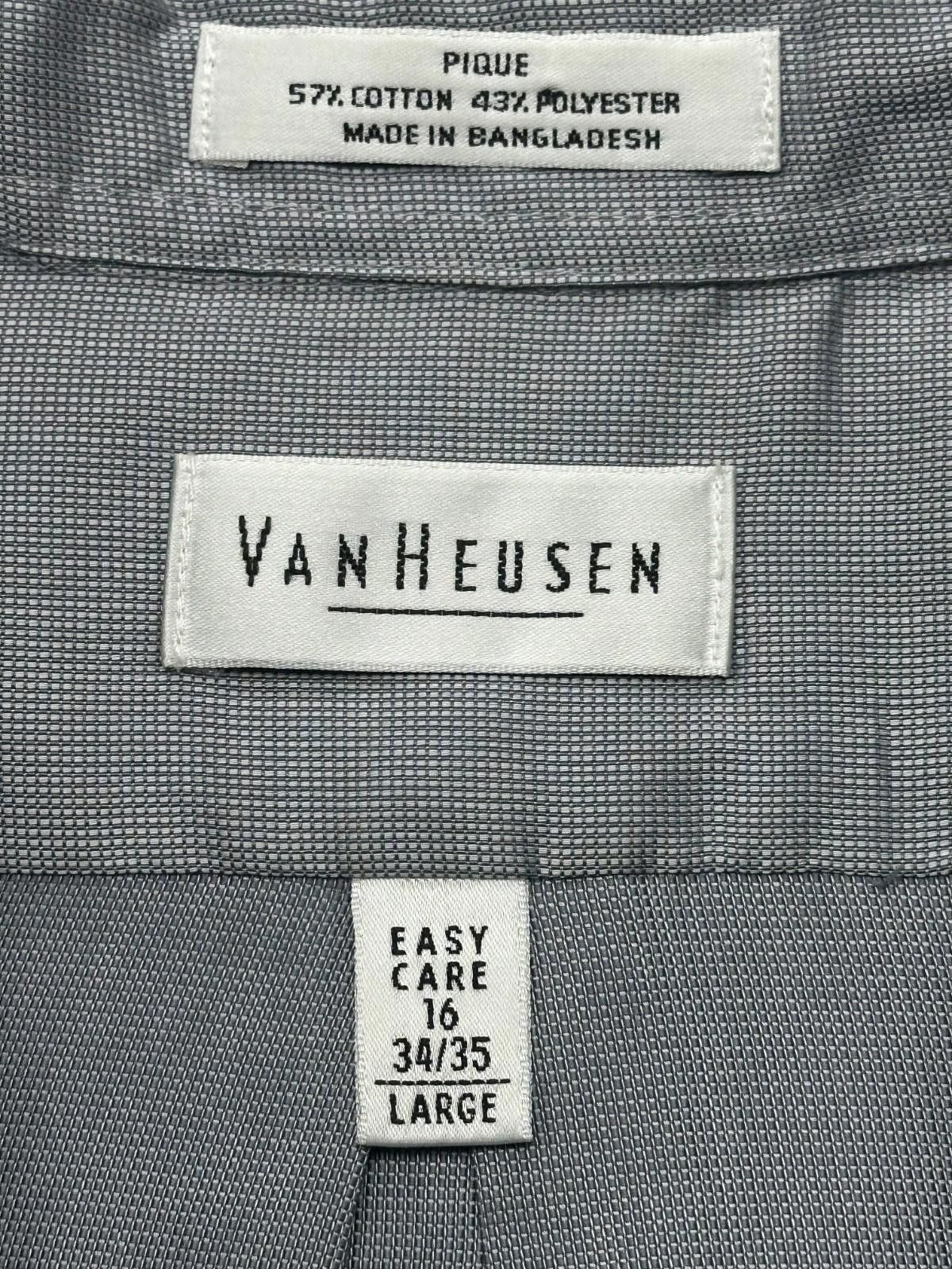 Van Heusen Van Heusen 16-34/35 Pique Easy Care Dress Shirt Men's Gray L Size 42R - 3 Thumbnail