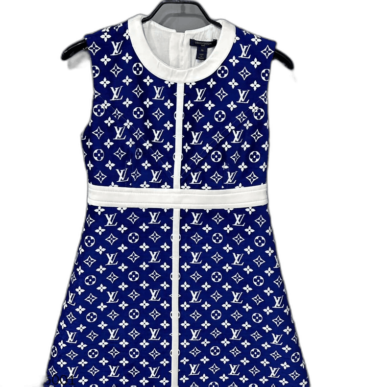 Louis Vuitton Louis Vuitton Blue Flocked Print Dress - dmc Size M / US 6-8 / IT 42-44 - 1 Thumbnail