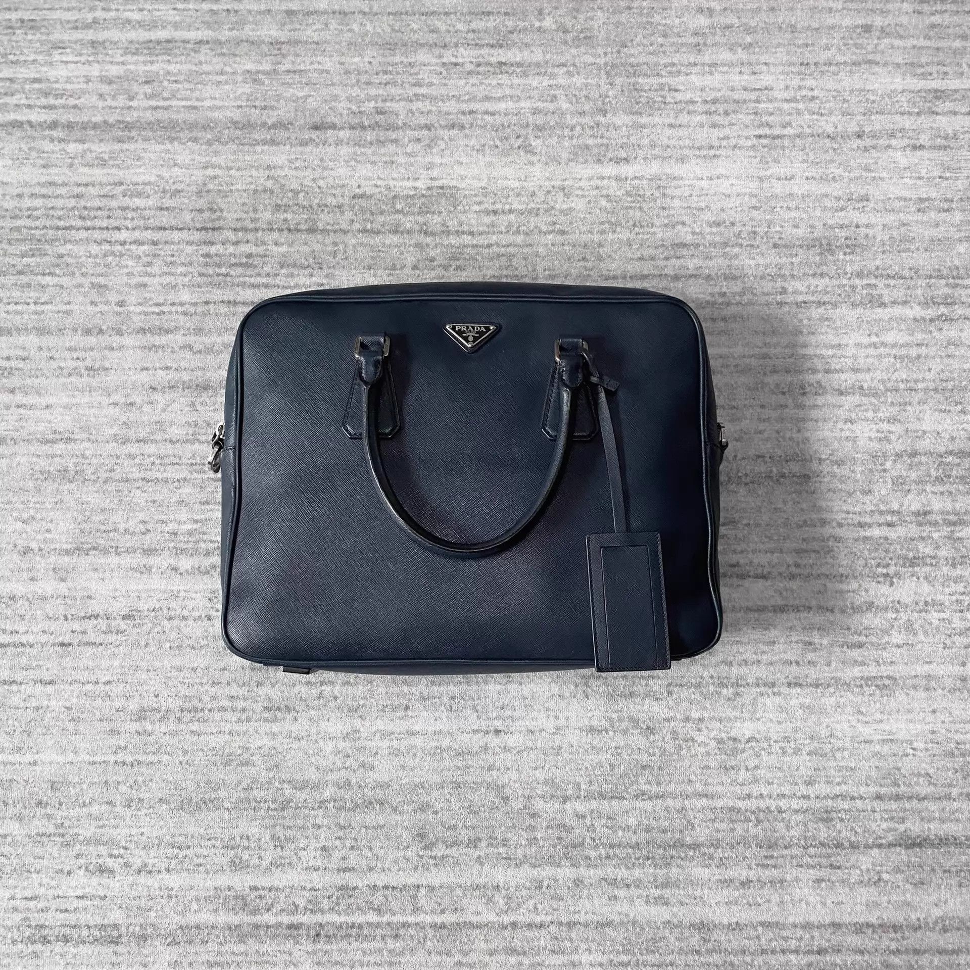 Prada Prada Saffiano Men's Navy Like New Briefcase Size ONE SIZE - 1 Thumbnail