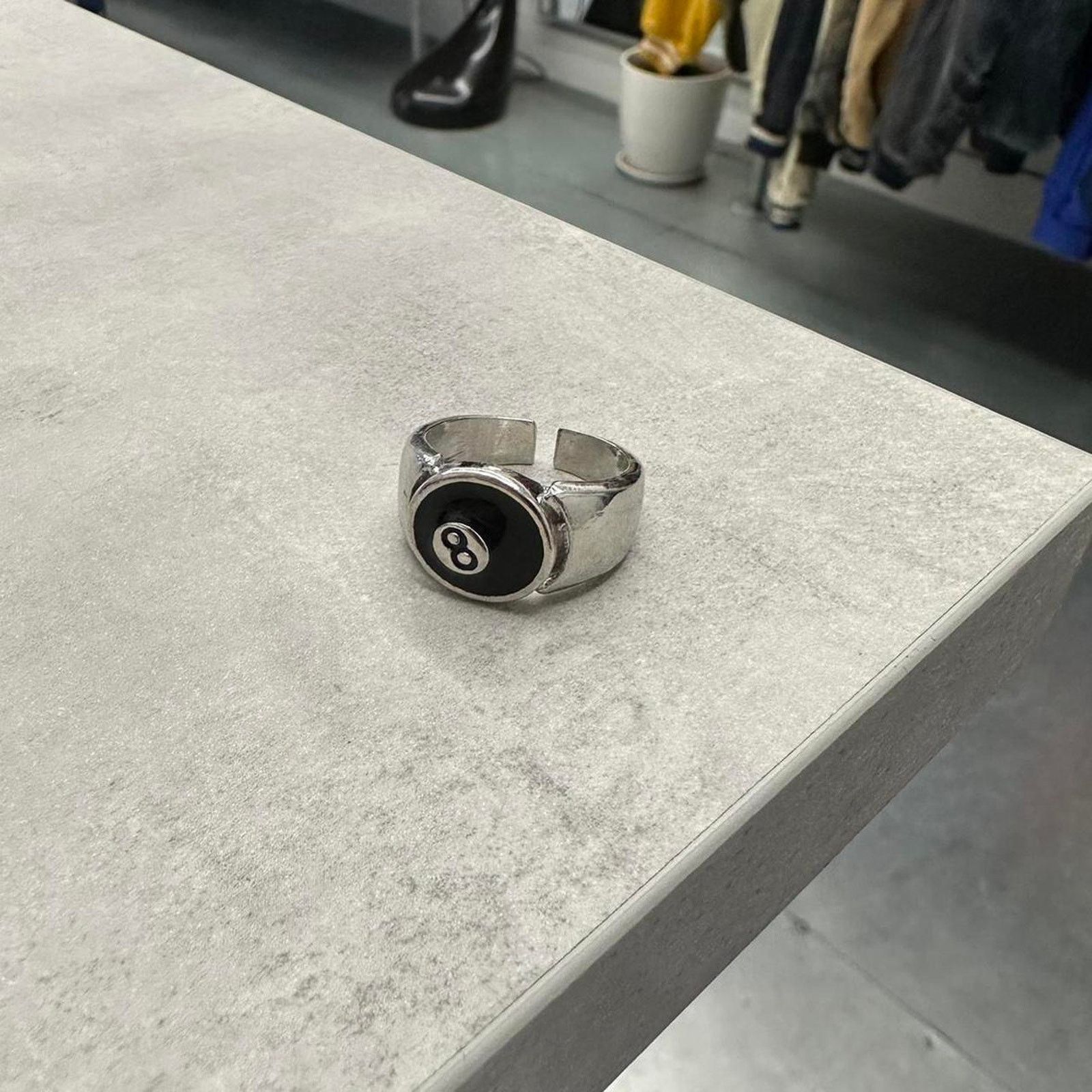 Vintage Y2k Silver 8ball Stainless Steel Ring 7mm 90s Vintage Size 7 Size ONE SIZE - 1 Thumbnail