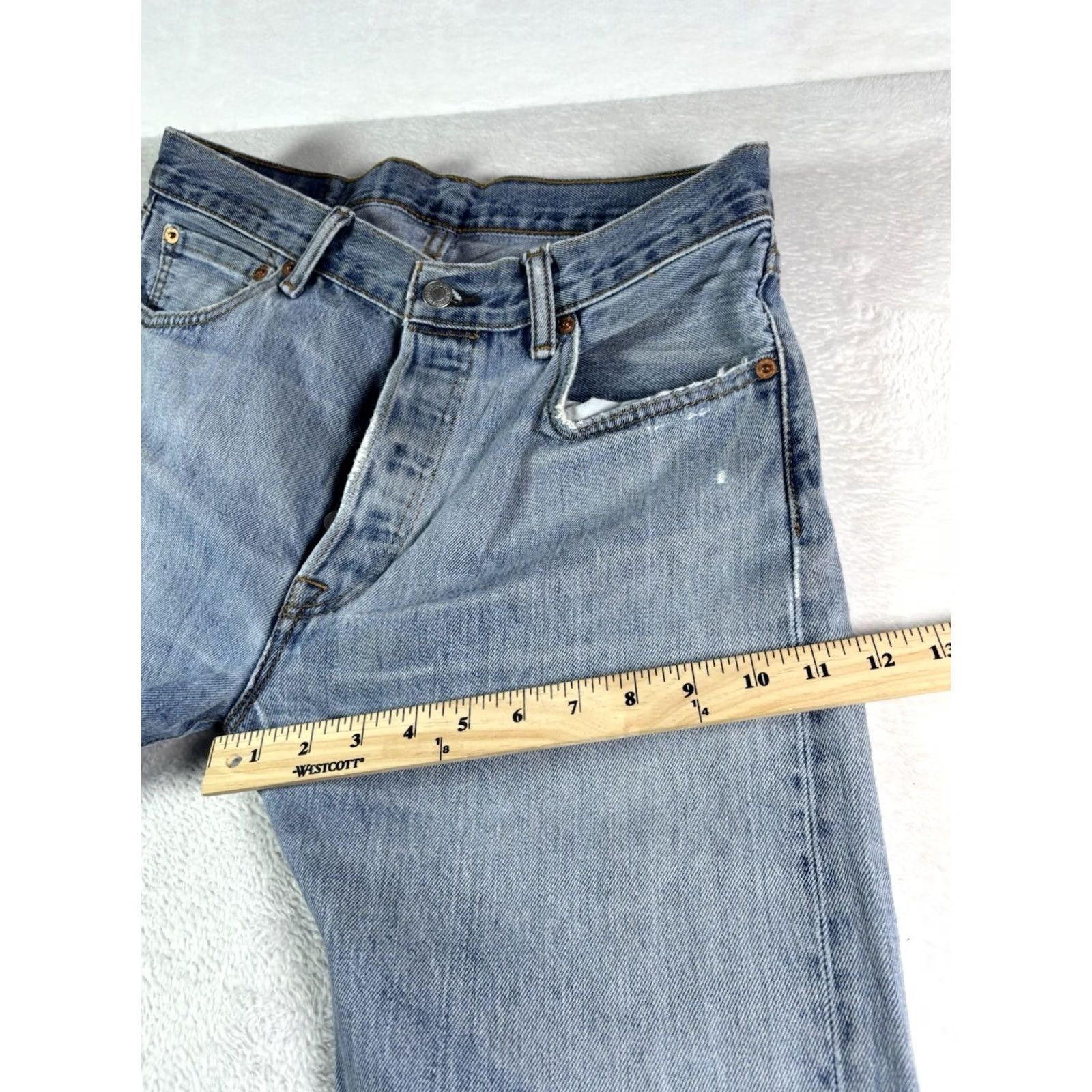 Levi's VINTAGE Levi's 501 Jeans Men Straight Leg Button Fly Distressed Workwear 33x30 Blue Denim Size 33 Regular Men’s Retro Classic Size US 33 - 6 Thumbnail