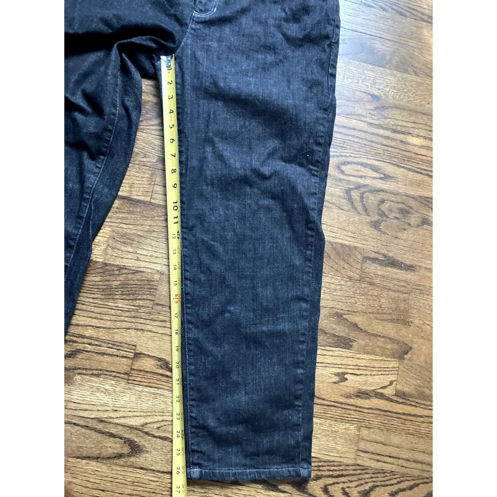 Eileen Fisher Eileen Fisher Jeans Womens Medium Black Denim Stretch Relaxed Straight Regular Pockets Solid Dark Vintage No Size 32" / US 10 / IT 46 - 4 Thumbnail