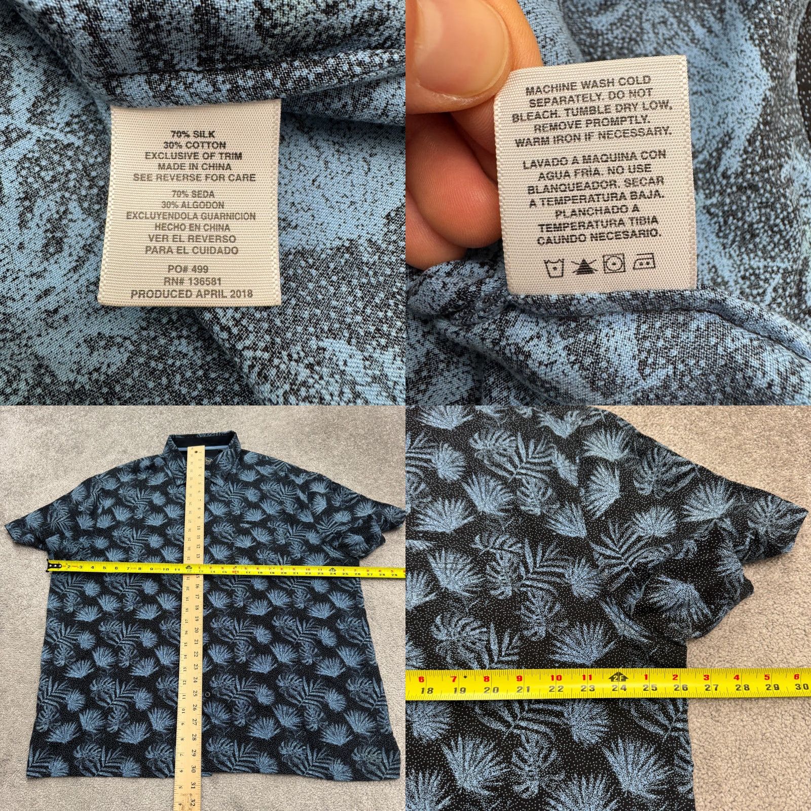 Nat Nast Nat Nast Luxury Originals Silk Cotton Button-Down Shirt Men XL Blue Black Floral Size US XL / EU 56 / 4 - 8 Thumbnail