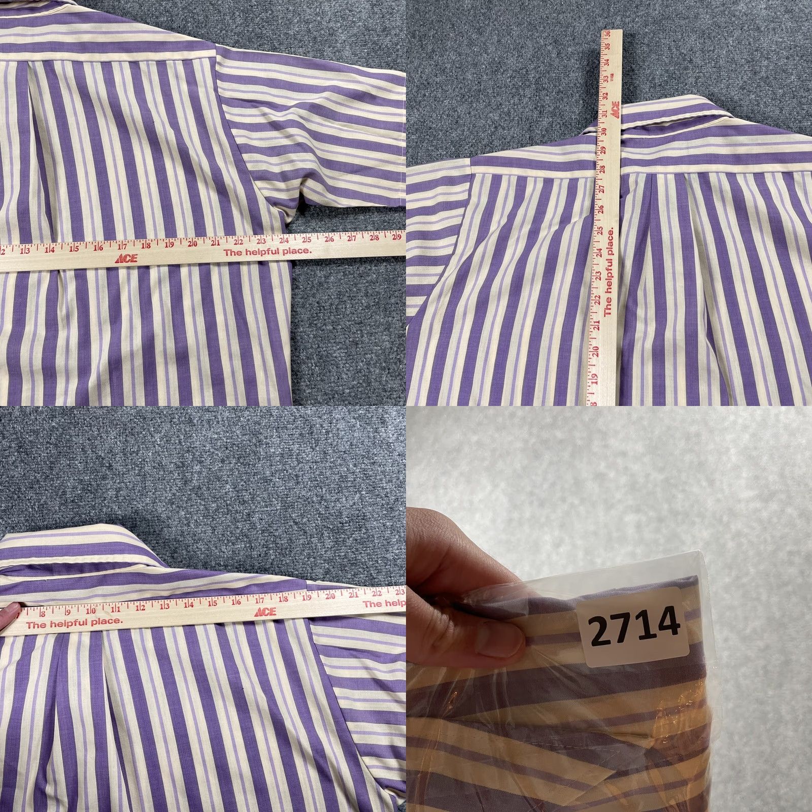 Vintage VINTAGE Puritan Shirt Striped Purple 60s Short Sleeve Large Button-Front Mod/GoGo Mens Size US L / EU 52-54 / 3 - 8 Thumbnail