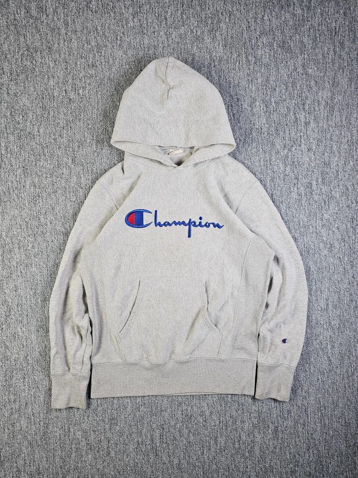 Carhartt Champion Reverse Weave Script Hoodie Gray Hooded Men M Size US M / EU 48-50 / 2 - 1 Thumbnail
