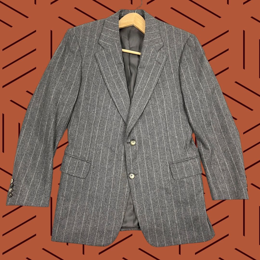 Paul Stuart Paul Stuart Blazer Jacket Mens 40R Wool Cashmere Gray Chalk Stripe 2-Button Vintage No N/A Size 40R - 1 Thumbnail
