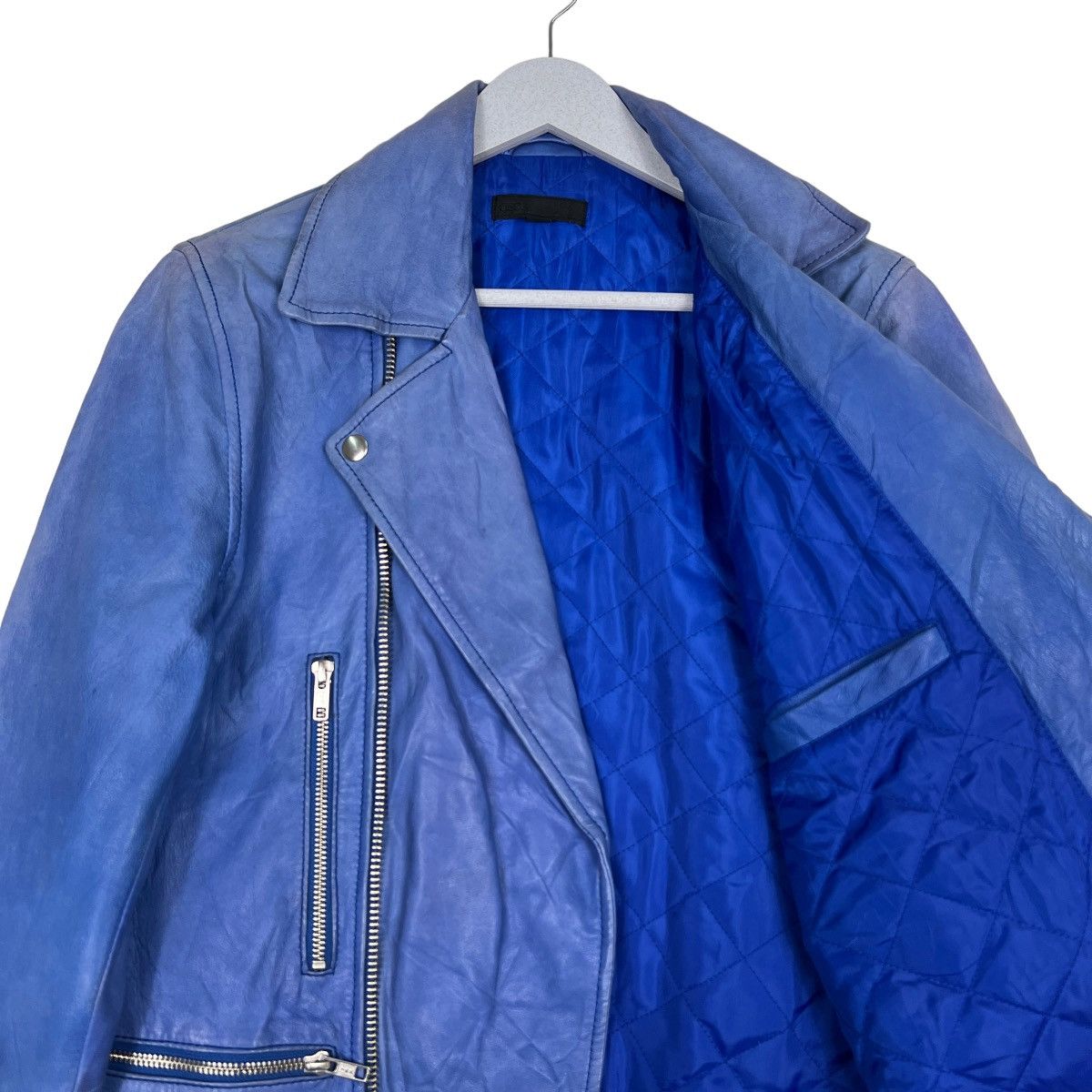 Asos 🔥 ASOS DOUBLE COLAR RIDER MOTO LEATHER JACKET Size US XS / EU 42 / 0 - 11 Thumbnail