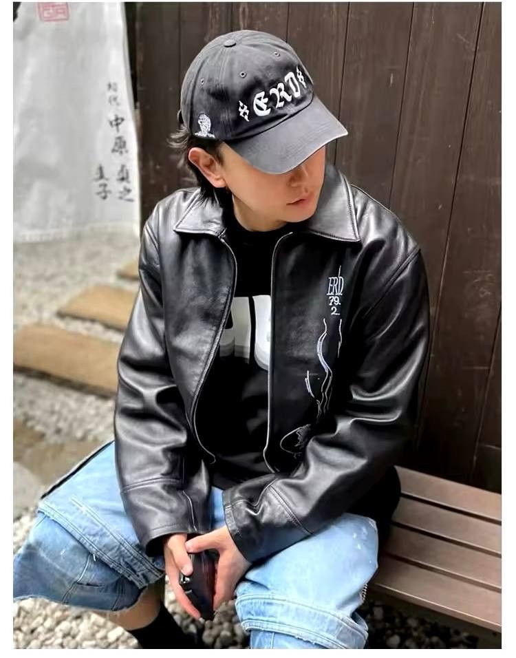 Japanese Brand × Vintage unisex zippered leather jacket with embroidery Size US L / EU 52-54 / 3 - 2 Thumbnail