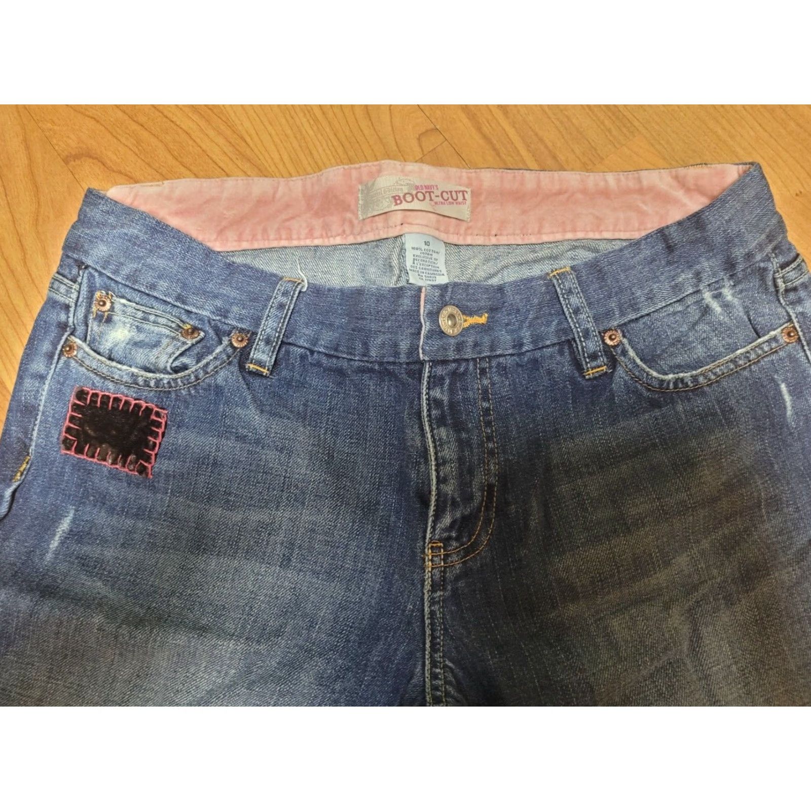 Old Navy Old Navy Womens Size 10 Boot Cut Denim Blue Jeans Low Waist Frayed Patch Nice Size 32" / US 10 / IT 46 - 2 Thumbnail