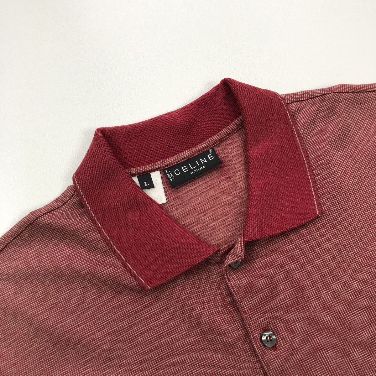 Vintage Celine Homme 90’s Vintage Pure Cotton Pocket Polo Shirt Red Size US L / EU 52-54 / 3 - 7 Thumbnail