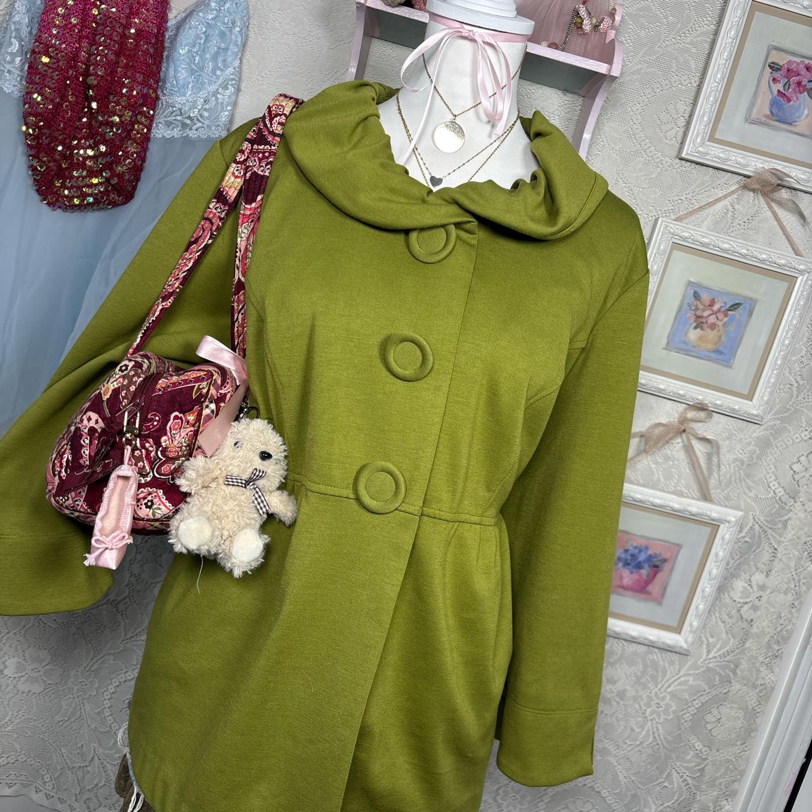 Other y2k green chartreuse pea coat jacket Size XXL / US 16-18 / IT 52-54 - 2 Thumbnail