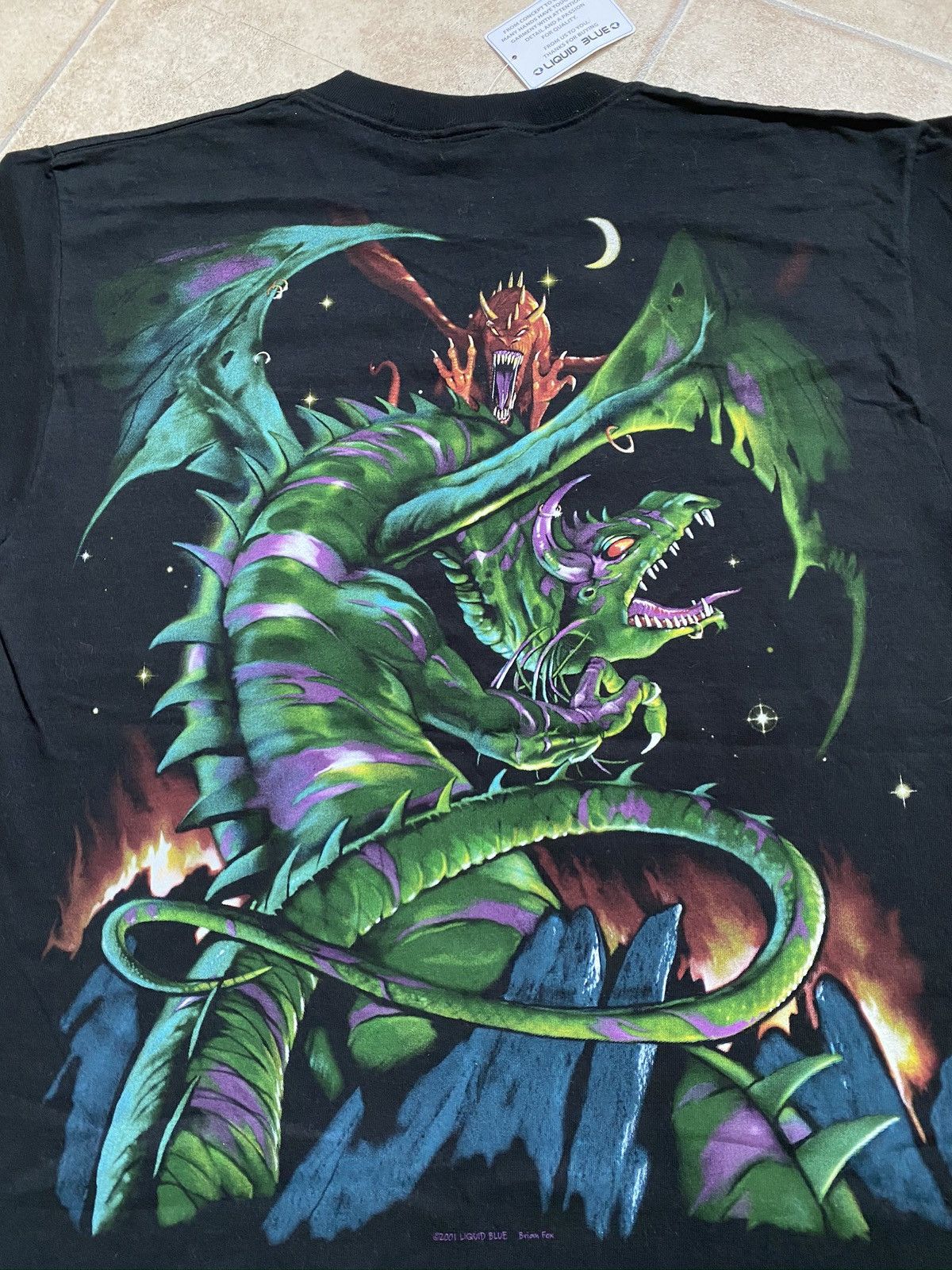 Japanese Brand × Liquid Blue × Vintage Liquid Blue Rare 90s tee Green Dragon 2side Print Size US L / EU 52-54 / 3 - 13 Thumbnail