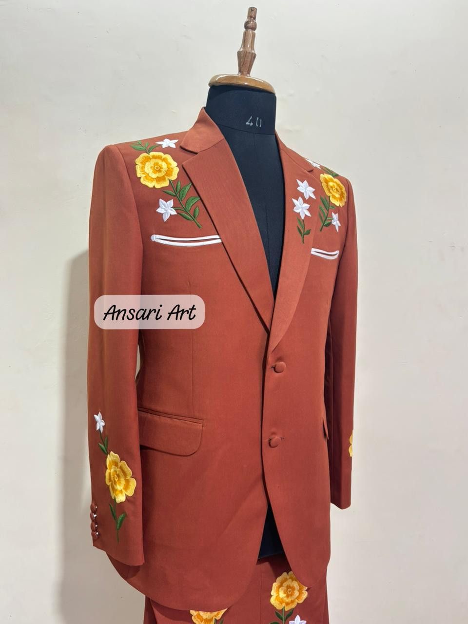 Other Men 2PC Customized floral embroidery western prom outfit Size 44L - 5 Thumbnail