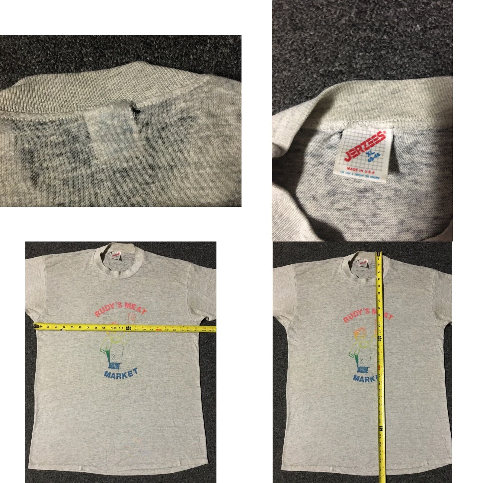 Market Vtg 90s Rudys Meat Market faded distressed shirt L XL USA Butcher Grunge Biker 80s Size US L / EU 52-54 / 3 - 9 Thumbnail