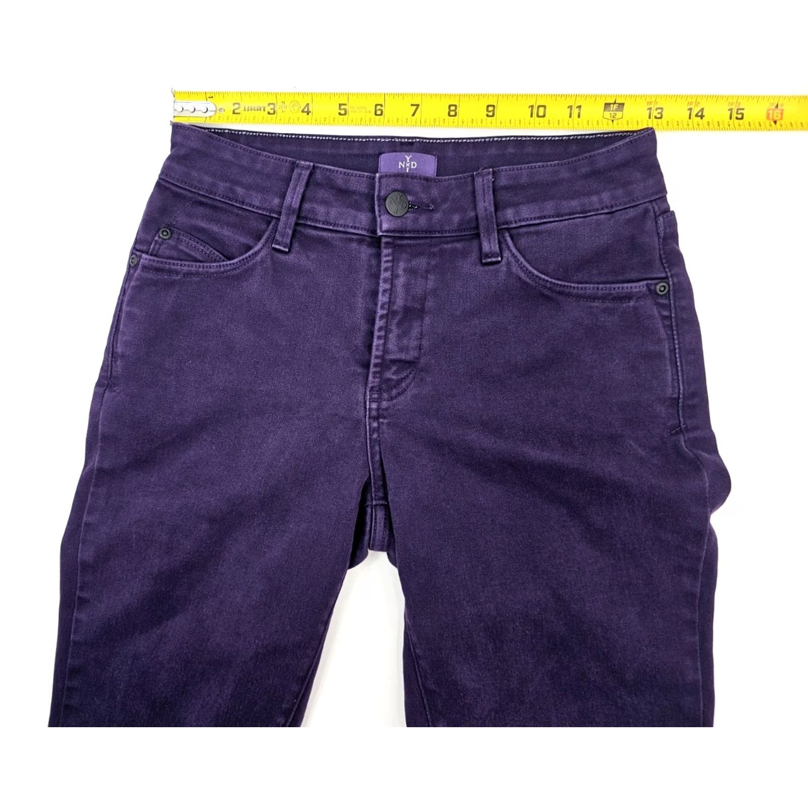 NYDJ NYDJ Marca Legging Lift Tuck Straight Leg Pant Women 4 Purple Denim Cotton Blend Spandex 30.5 Inseam 26 Waist 4/38 Size 27" / US 4 / IT 40 - 5 Thumbnail