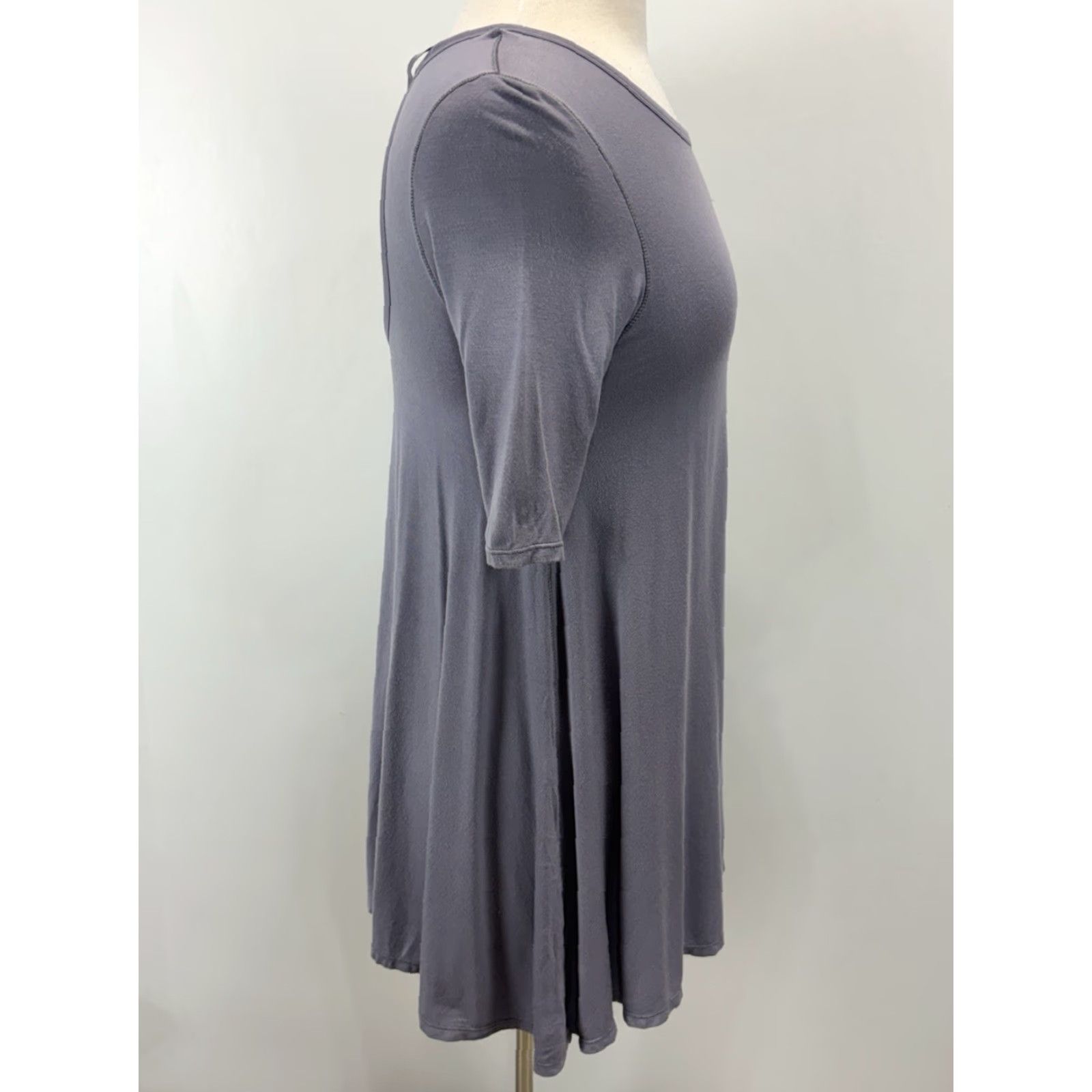 Free People VINTAGE Free People Swing Dress Women XS Grey Purple Short Sleeve Stretch Casual Size XS / US 0-2 / IT 36-38 - 4 Thumbnail