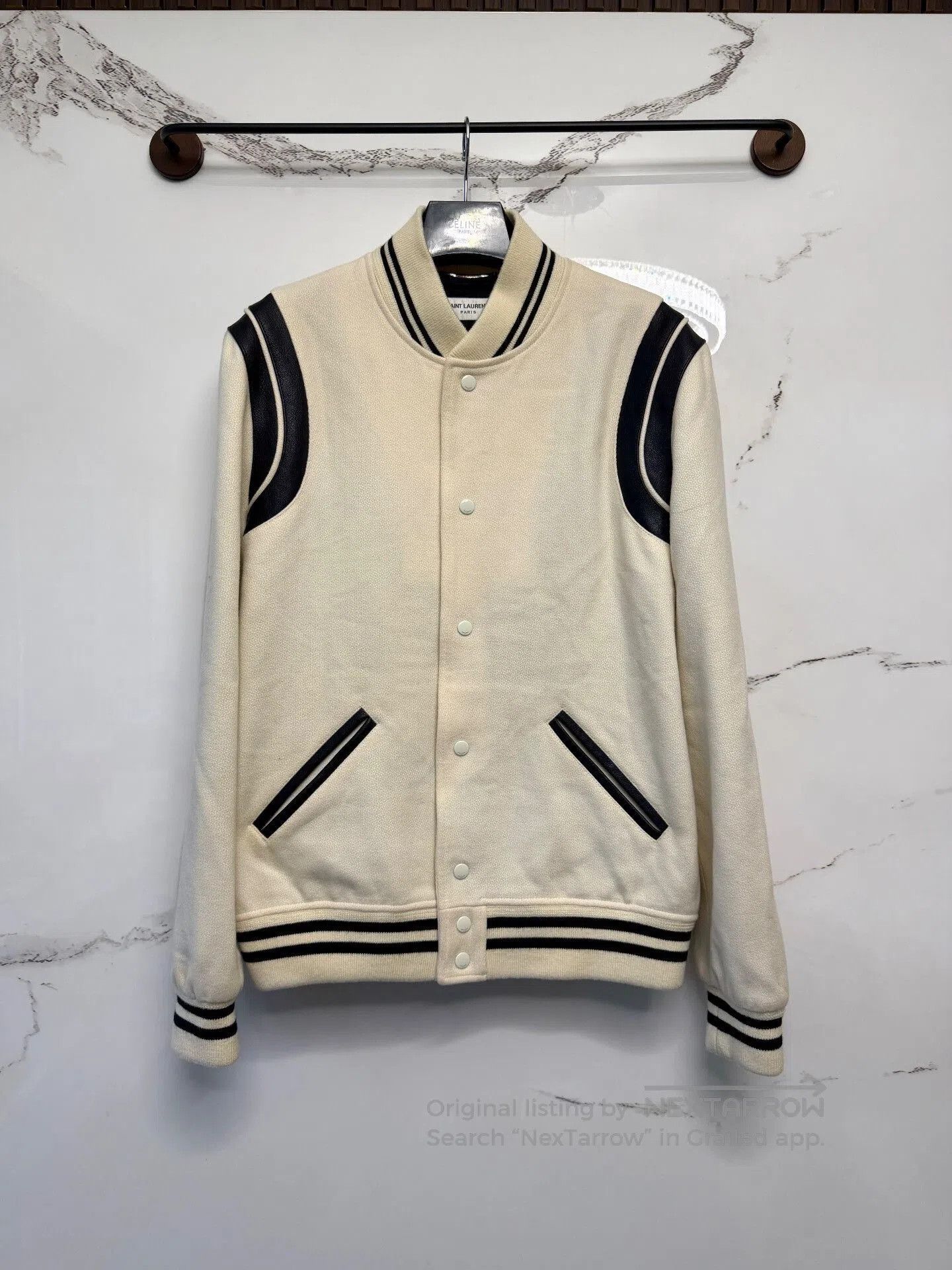 Saint Laurent Paris saint laurent white leather baseball jacket. Size US L / EU 52-54 / 3 - 1 Thumbnail