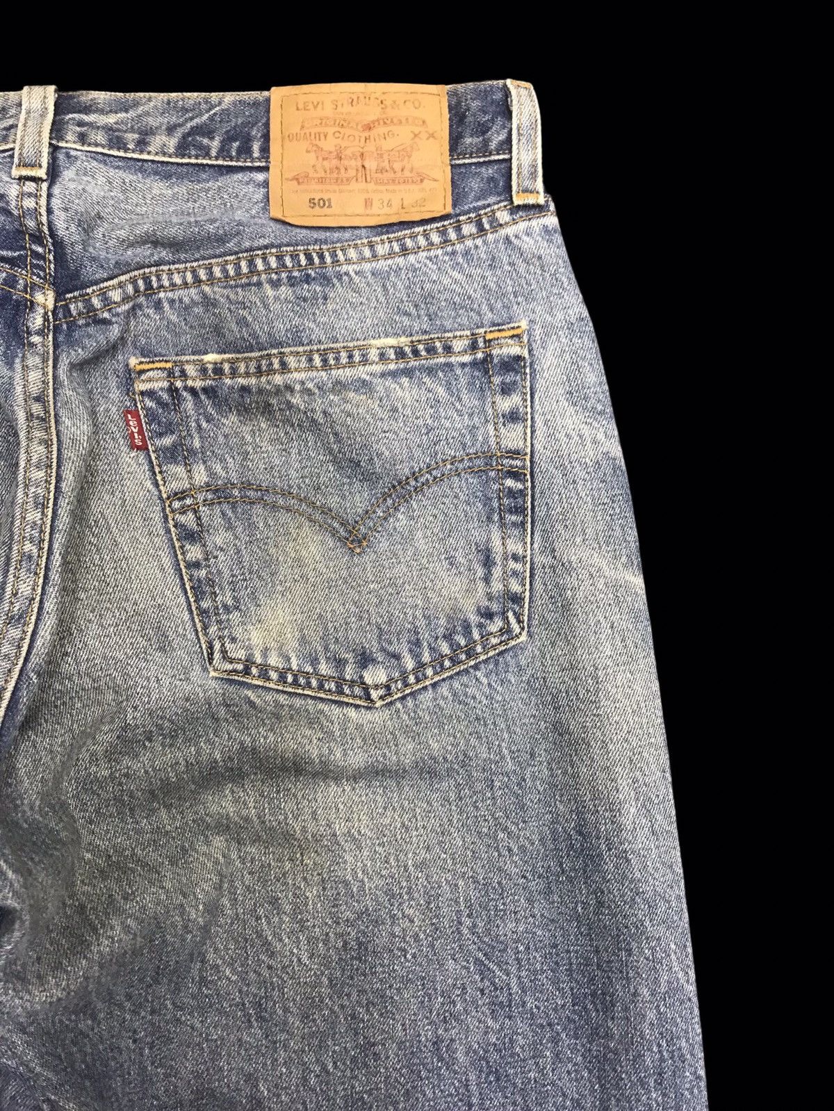 Levi's 💥VTG💥 Levis 501 Regular Medium Wash Distressed Denim F164 Size US 33 - 12 Thumbnail