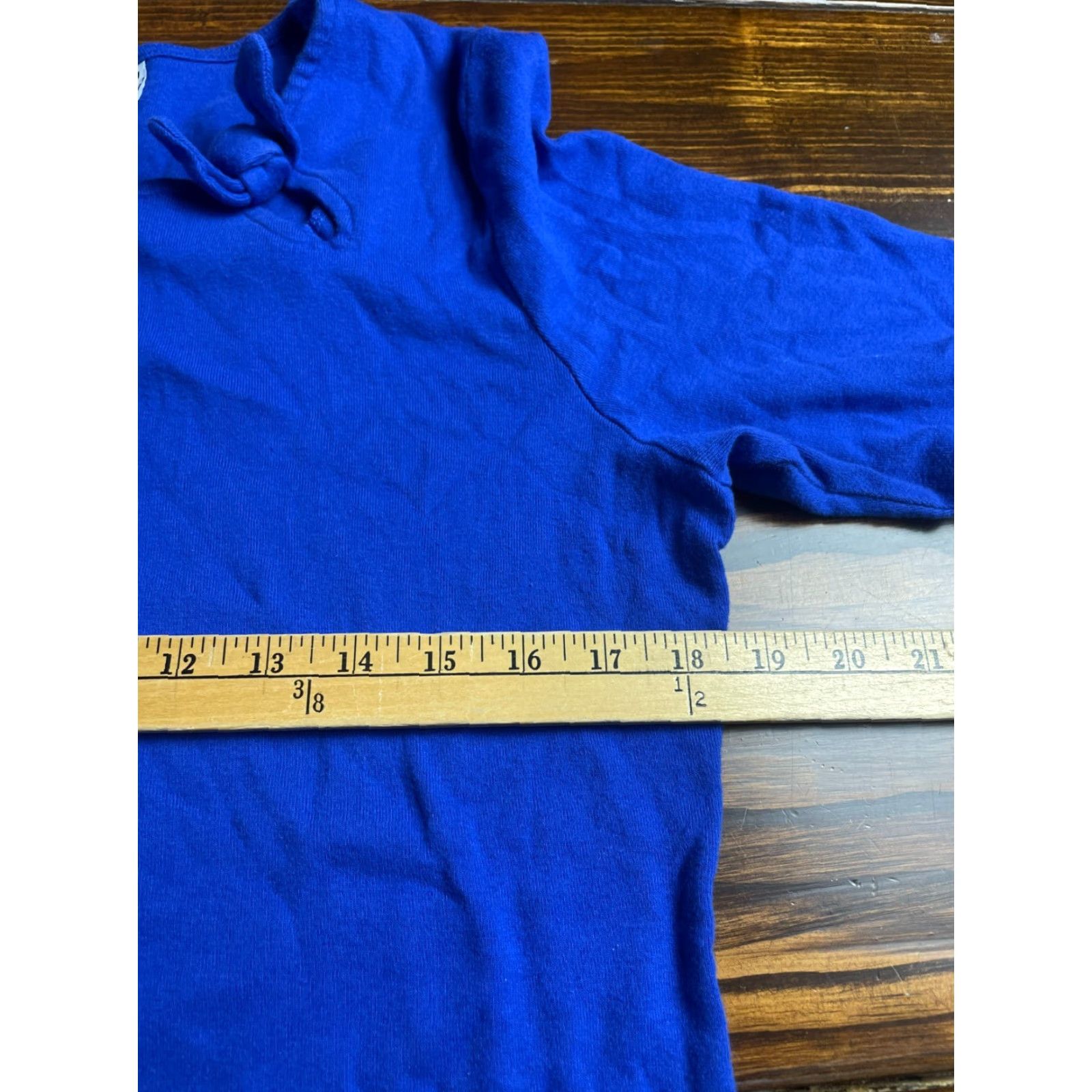 Vintage Karen Scott Shirt Women's Large Blue Short Sleeve Bow Tie Neckline T-Shirt Casual Reguler Modern Spring Summer Fall Womens Size L / US 10 / IT 46 - 4 Thumbnail