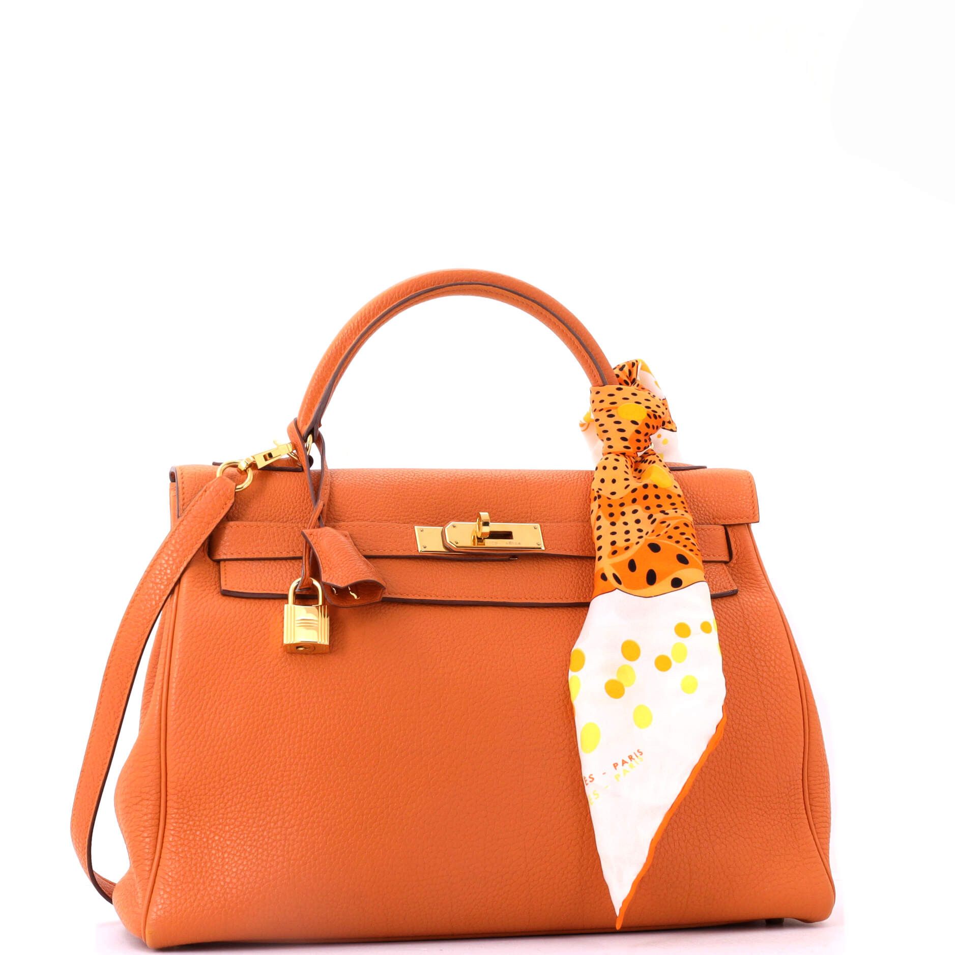 Hermes Kelly Handbag Orange Togo with Gold Hardware 32 Size ONE SIZE - 1 Thumbnail