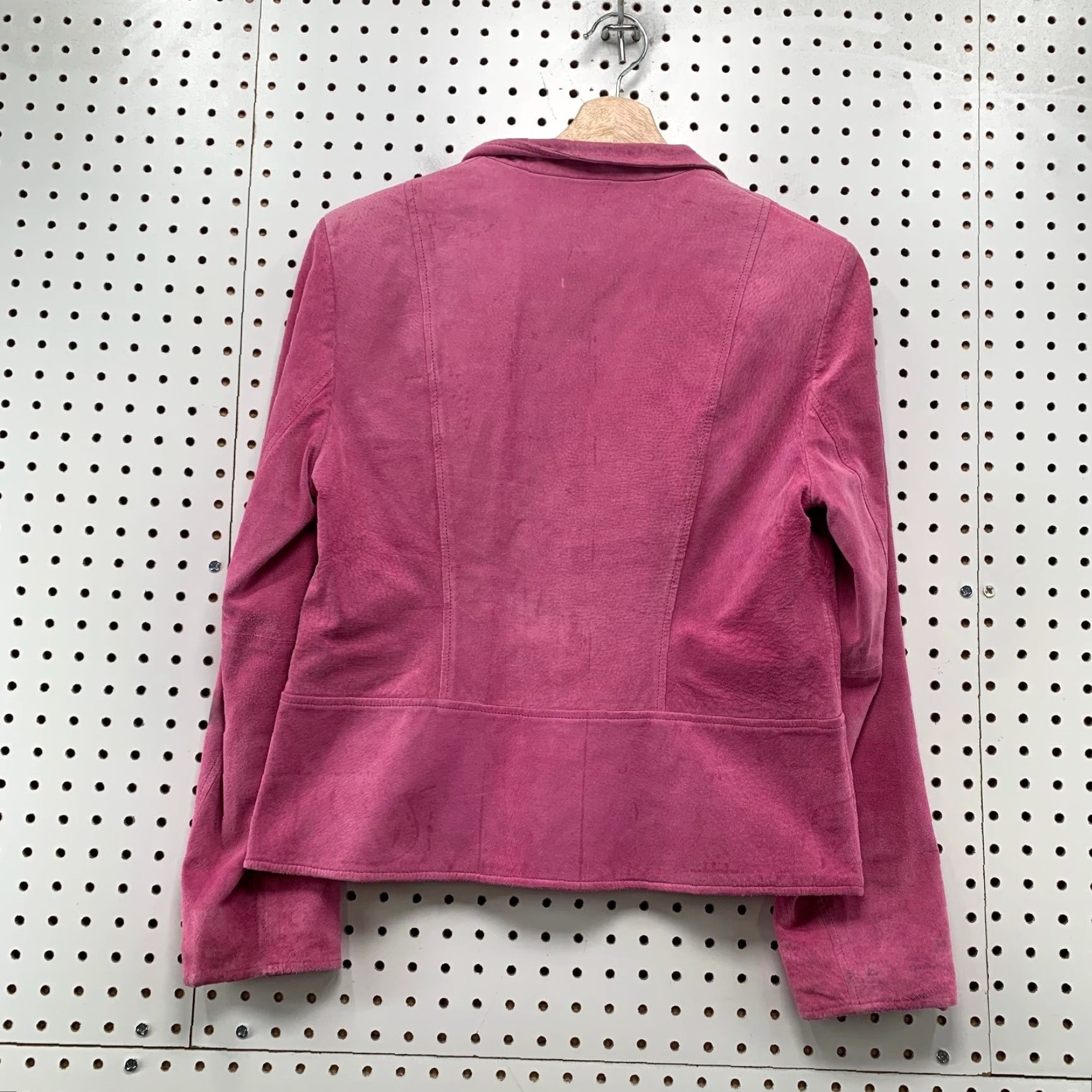 Anne Klein Anne Klein Suede Jacket Womens 10 Pink Zip Collared Lined Retro Classic Jacket Size L / US 10 / IT 46 - 2 Thumbnail