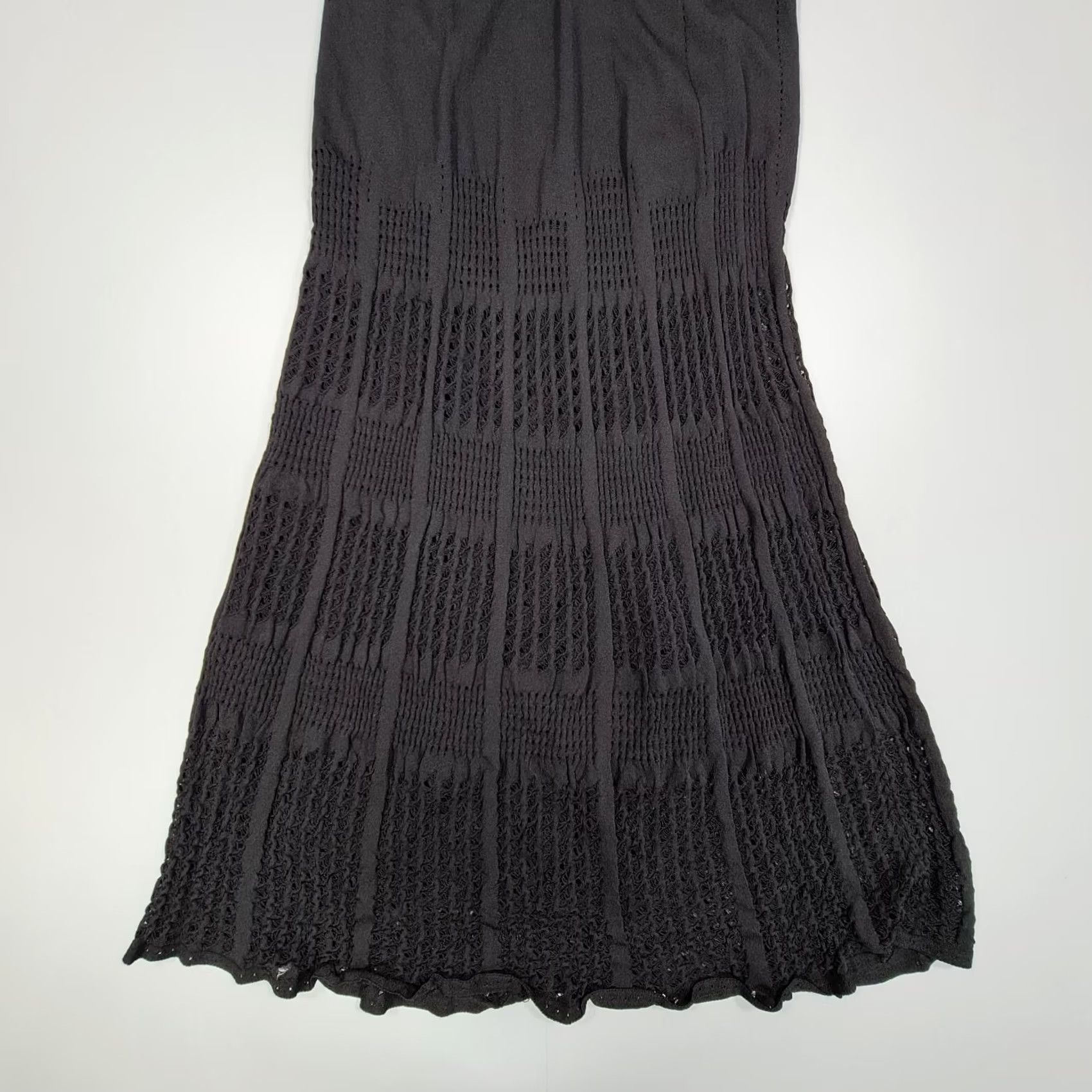 Vintage Philosophy Maxi Dress Black 10 UK - Long Sleeve Crochet Knit Size L / US 10 / IT 46 - 6 Thumbnail