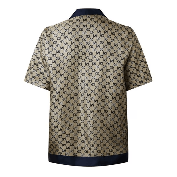 Gucci Men'S Gg Monogram Logo Silk Bowling Shirt Size US L / EU 52-54 / 3 - 2 Thumbnail
