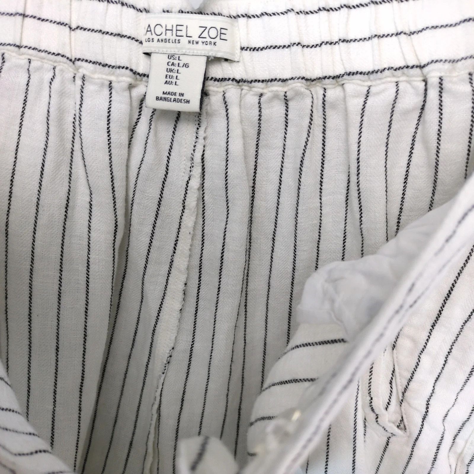 Rachel Zoe Rachel Zoe Striped Linen Cotton Cuffed Pants L 32x26" Crop Size 34" / US 12 / IT 48 - 10 Thumbnail