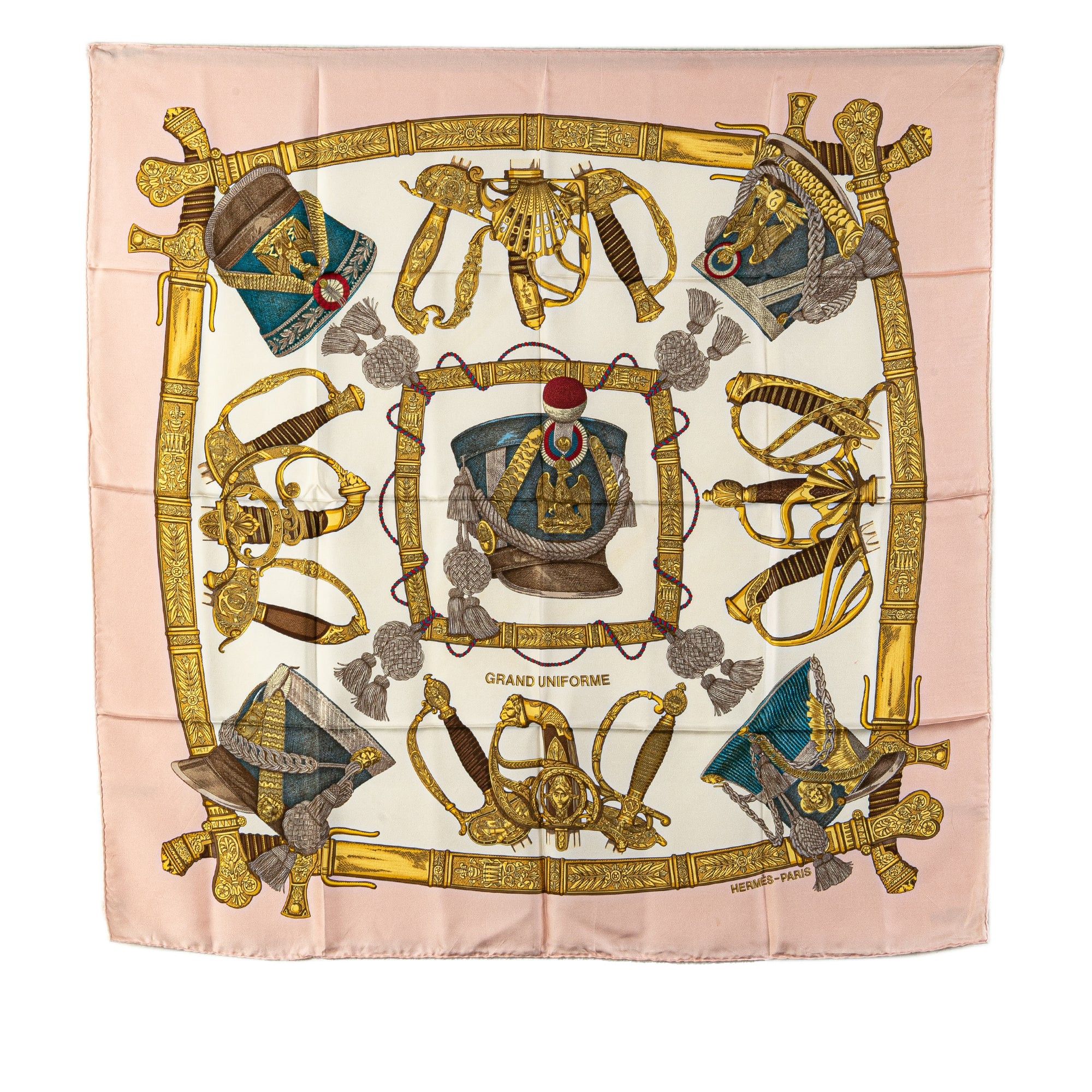 Hermes Hermès Grand Uniforme Silk Scarf White Size ONE SIZE - 1 Thumbnail