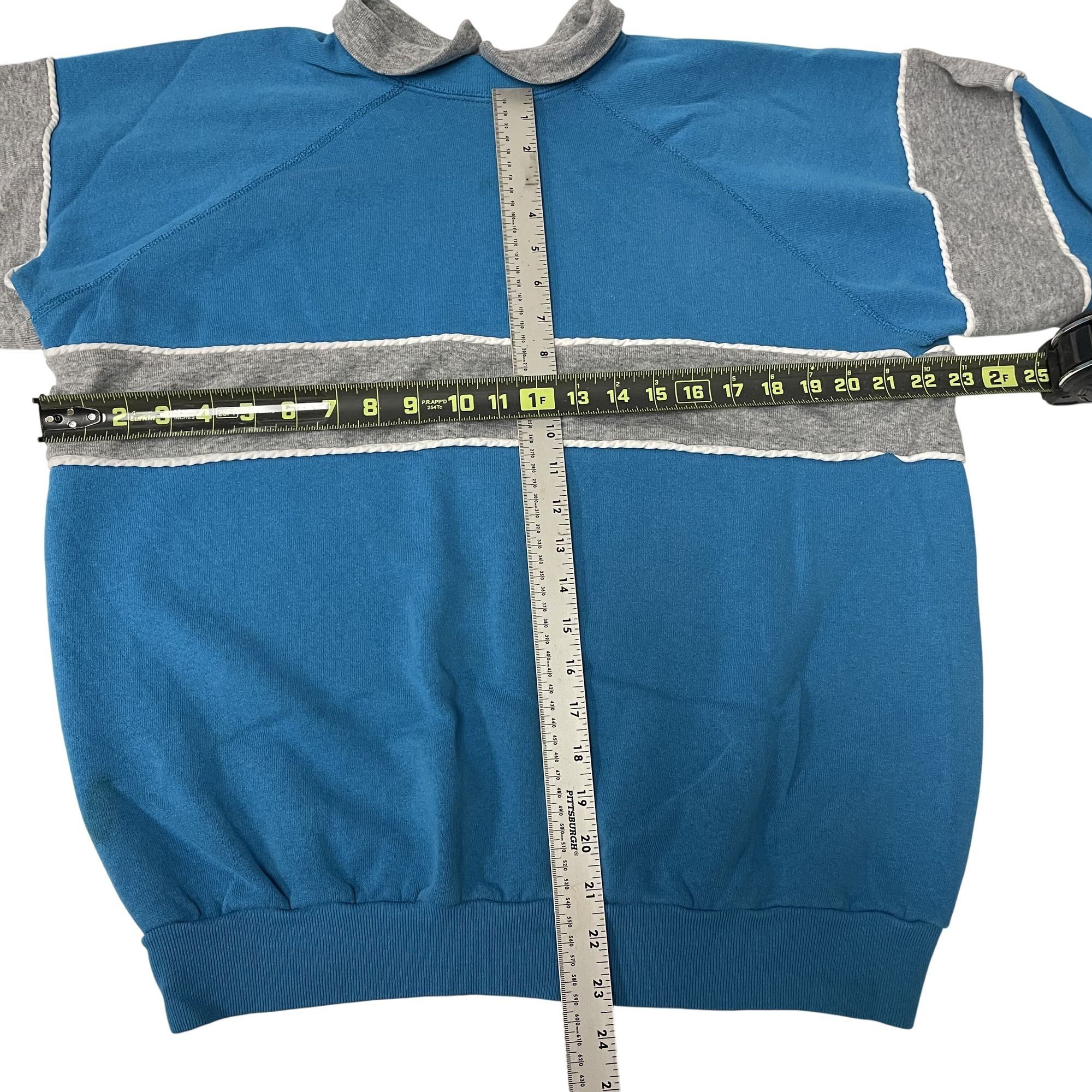 Other Vtg Heather Gray Stripe COLOR BLOCK Blue Pullover Sweatshirt Size US XL / EU 56 / 4 - 4 Thumbnail