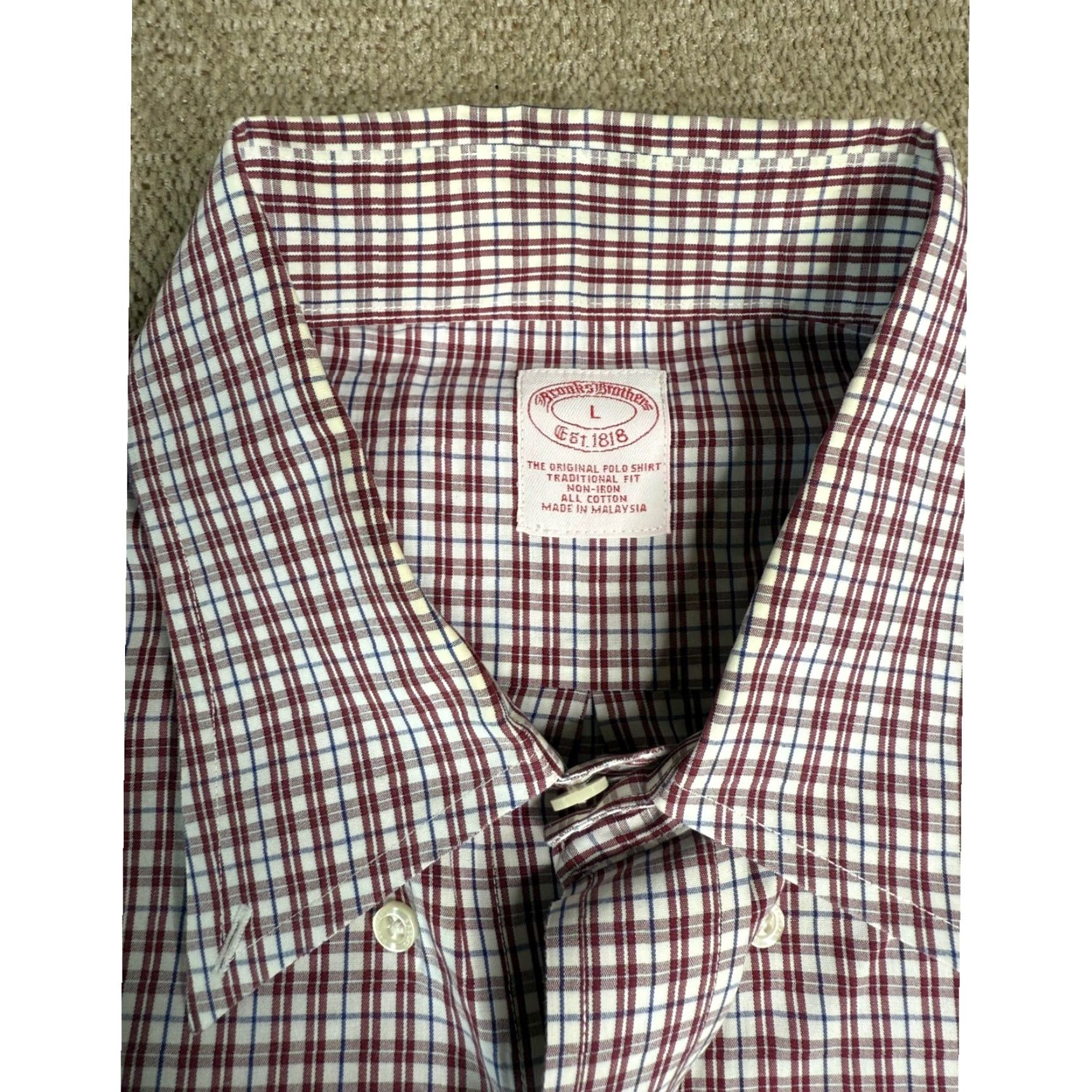 Brooks Brothers VINTAGE Brooks Brothers Mens Dress Shirt Long Sleeve Plaid Checkered Traditional Large Size 42R - 2 Thumbnail