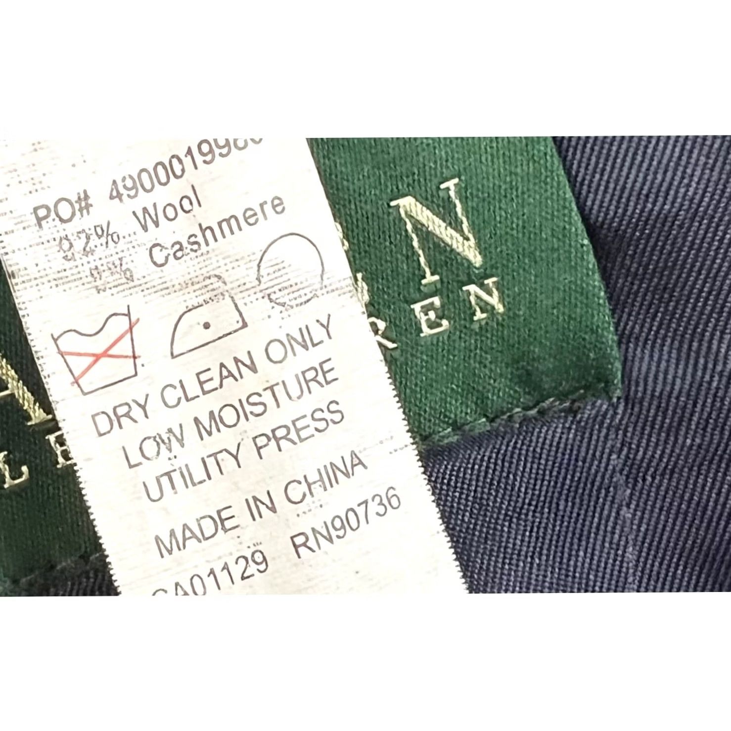 Ralph Lauren LAUREN Men’s Blazer 42R Navy Pinstripe Wool Cashmere Suit Jacket - 2-Button - Notch Lapel - Wool Lining - Blue - Regular Men Size 42R - 6 Thumbnail