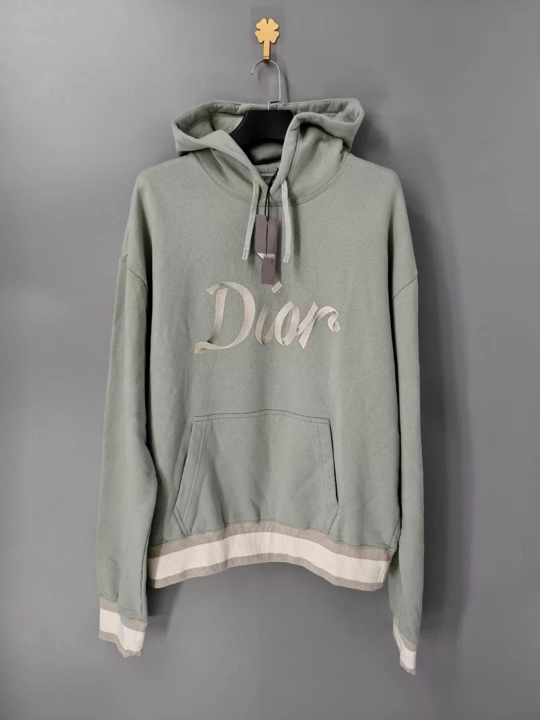 Dior DIOR Light Green Logo Kangaroo Pocket Hoodie Men's XXXL Size US XXL / EU 58 / 5 - 1 Thumbnail