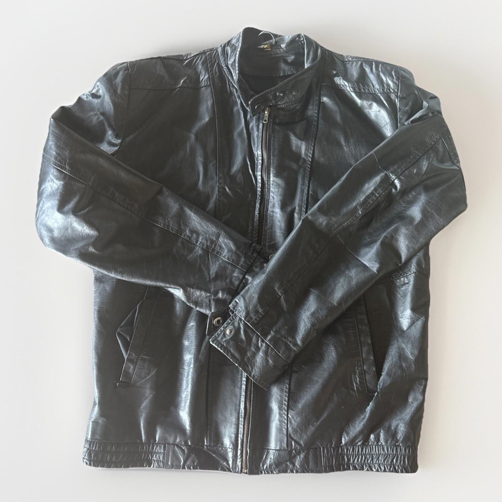 Designer Men's Jacket Genuine Leather Motorcycle Biker Black Jacket Size US L / EU 52-54 / 3 - 1 Thumbnail