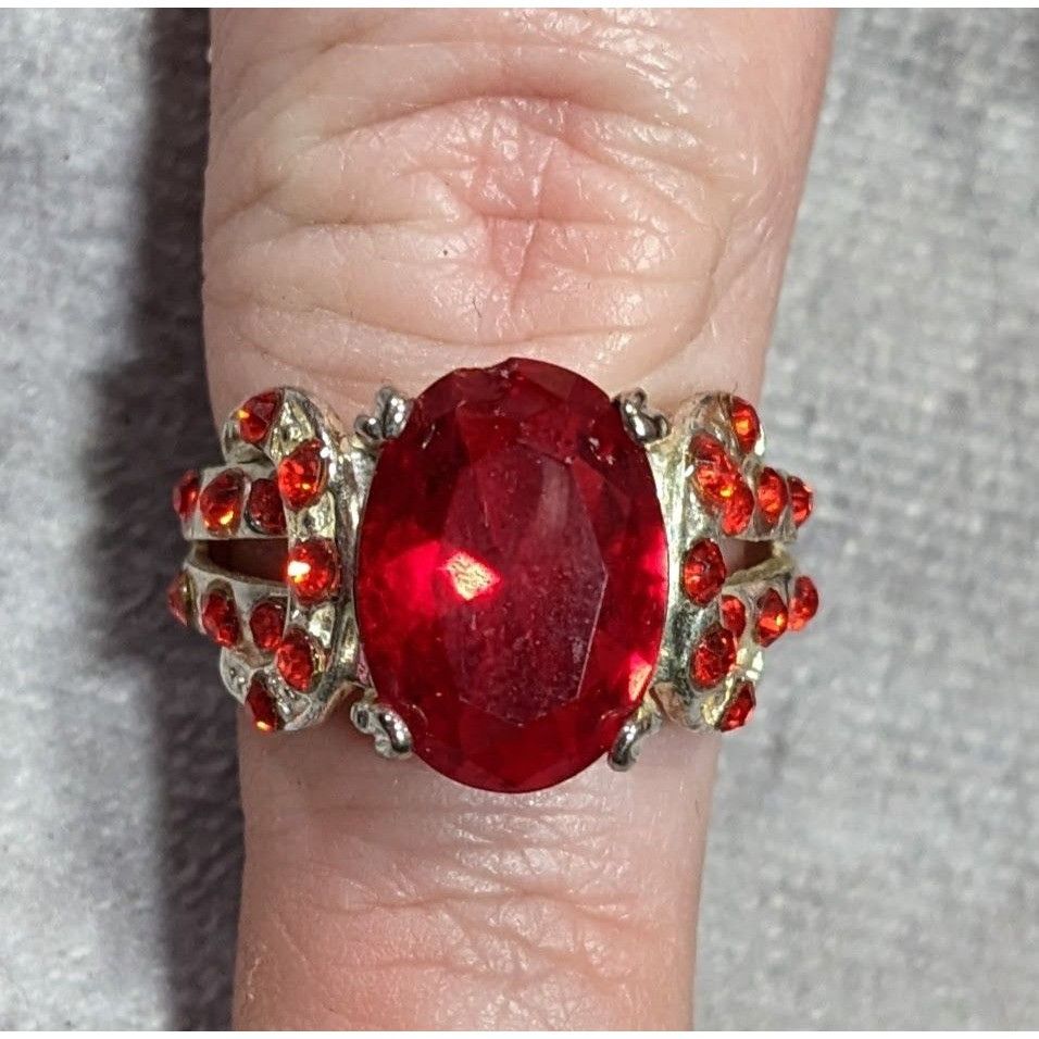 Other Vampire Blood Buckle Accent Red And Silver Tone Ring Marked Size ONE SIZE - 1 Thumbnail
