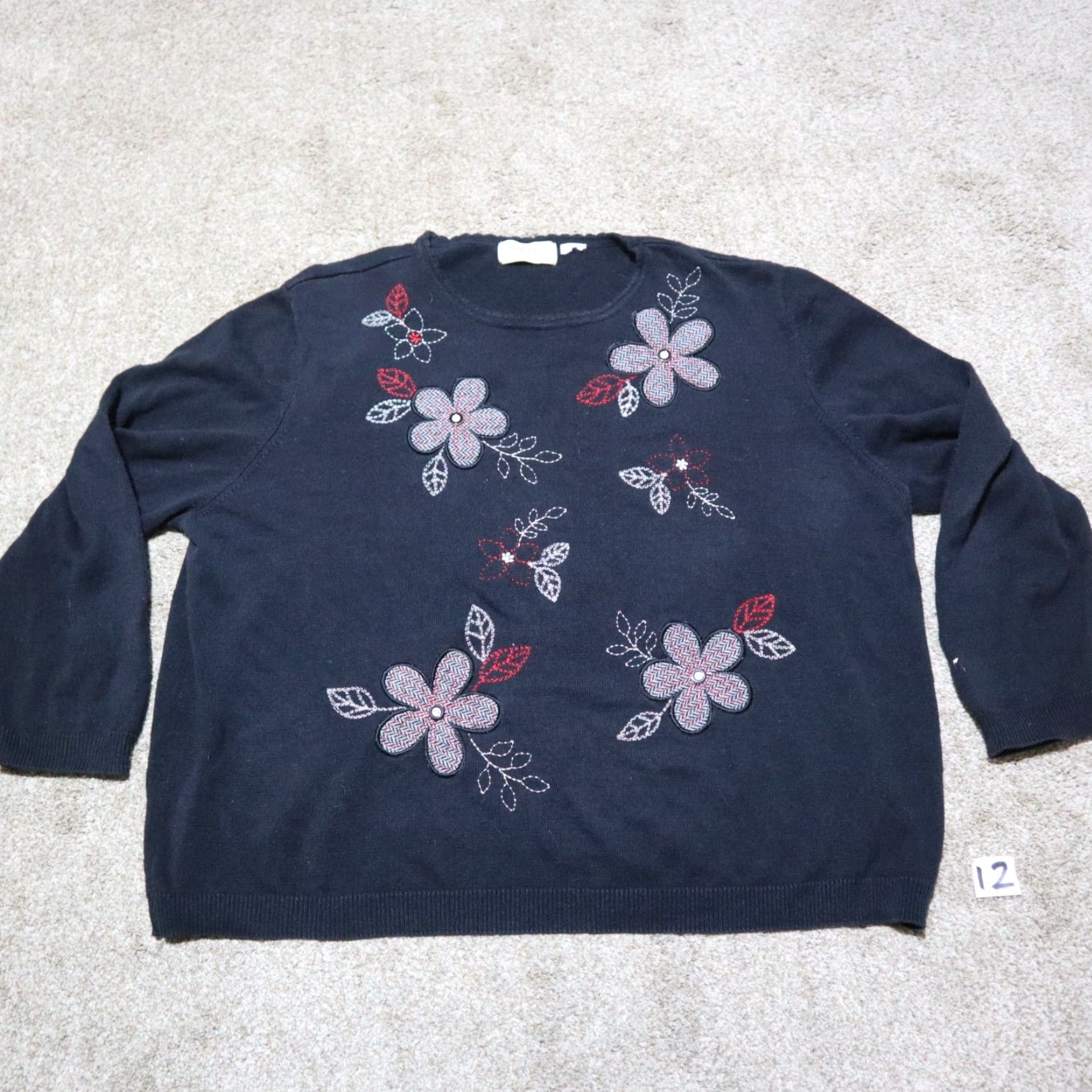 Vintage VINTAGE Alfred Dunner Sweater Women's Adult 3XL Blue Embroidered Floral Size XXL / US 16-18 / IT 52-54 - 4 Thumbnail