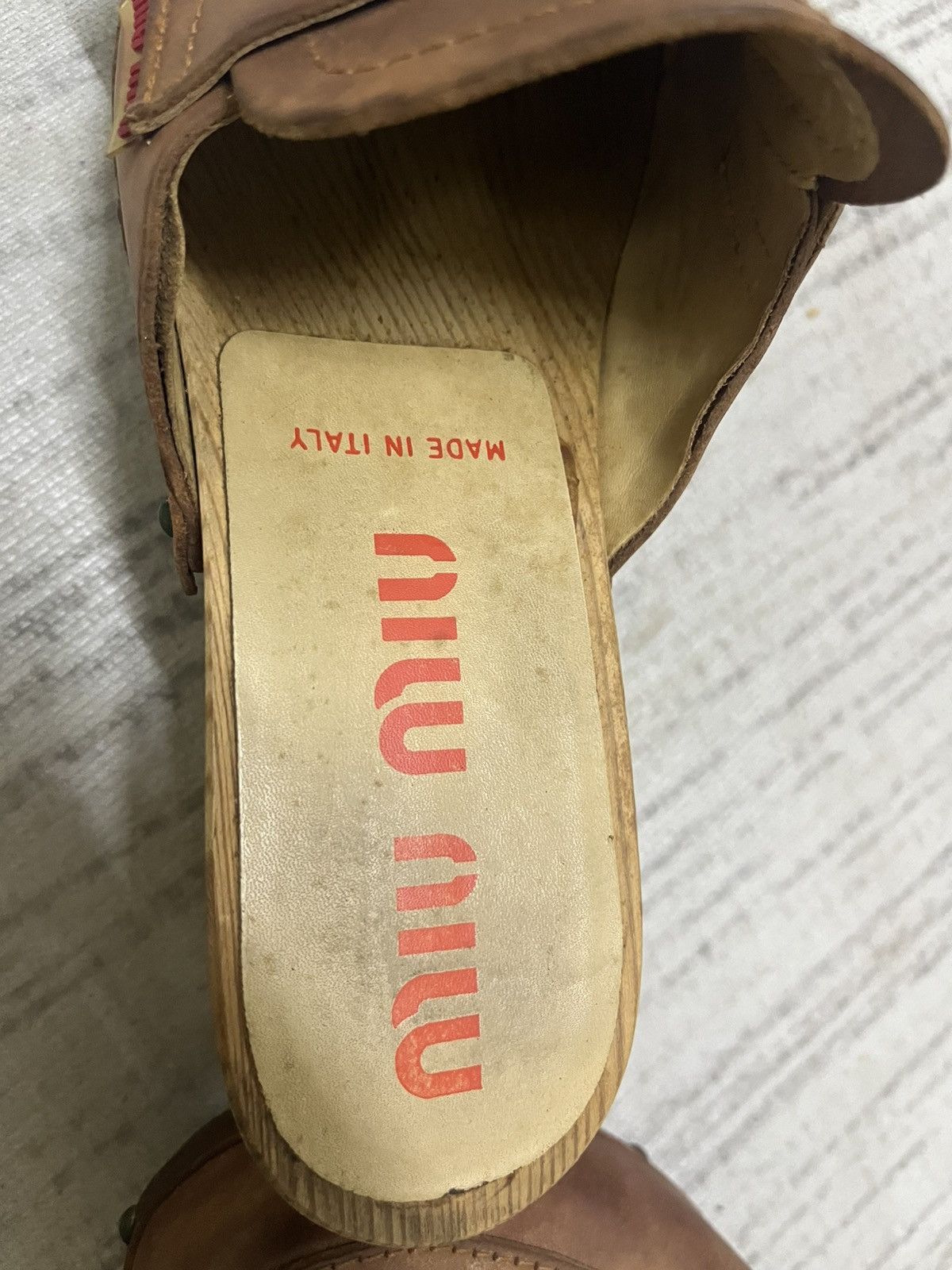 Miu Miu Miu miu leather wood sandal Size US 4.5 / IT 34.5 - 2 Thumbnail