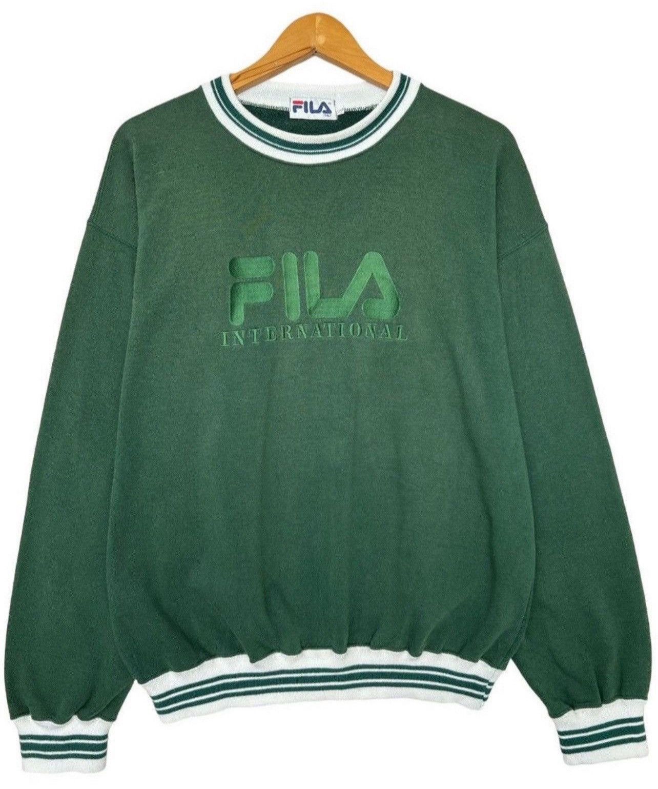Fila Vintage 90s Fila Embroidered Green Baggy Boxy Sweatshirt Size US L / EU 52-54 / 3 - 1 Thumbnail