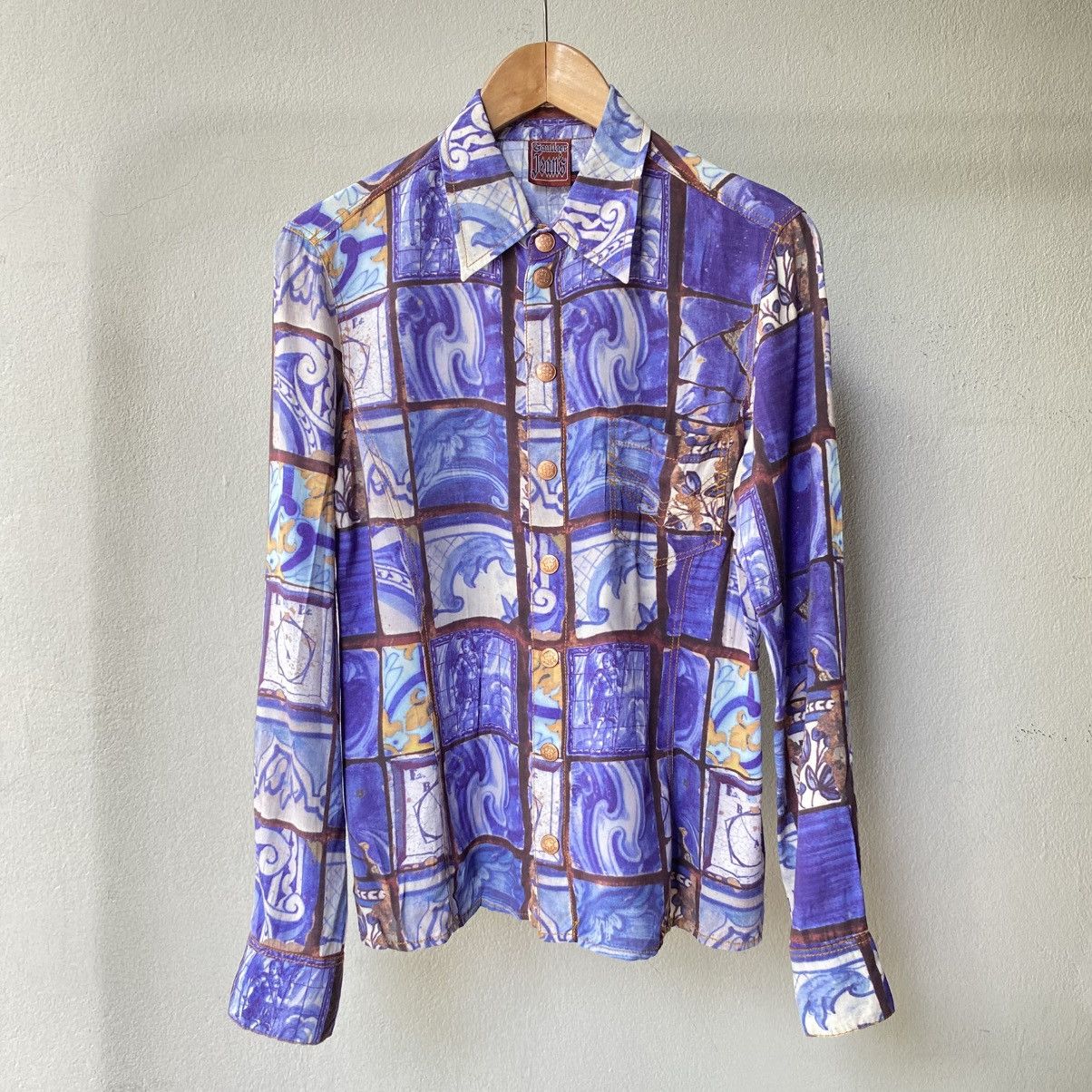 Jean Paul Gaultier Jean Paul Gaultier Vintage Ocean Mosaic Shirt Size US XXS / EU 40 - 1 Thumbnail