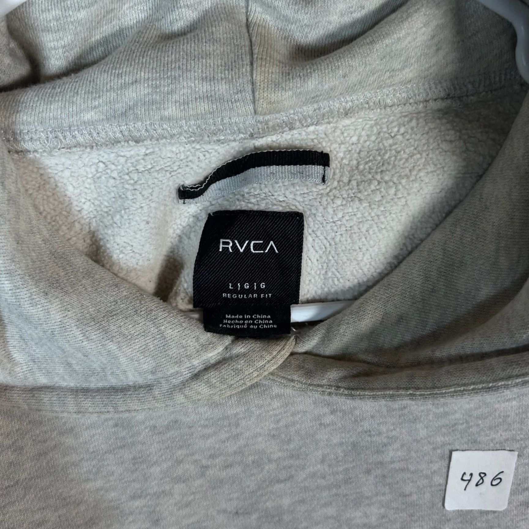 RVCA RVCA Hoodie Mens Two Tone Grey Pullover Regular Fit L Cotton Pullover Logo Pockets All Seasons Size US L / EU 52-54 / 3 - 2 Thumbnail