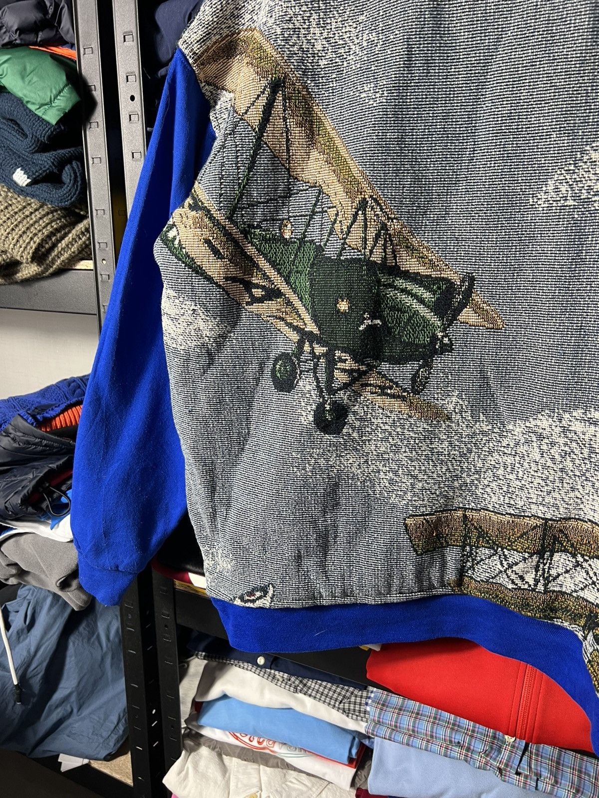 Japanese Brand Custom Handmade Vintage Aviation Tapestry Sweatshirt XL 🛩️💥 Size US XL / EU 56 / 4 - 11 Thumbnail