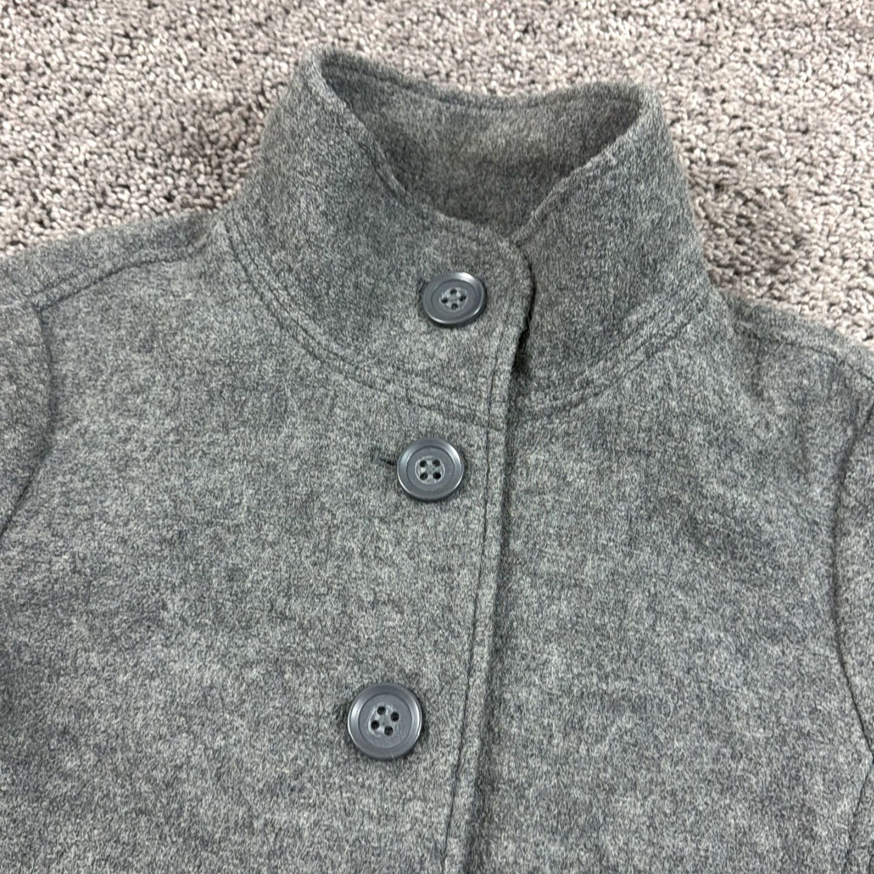 Vintage LL Bean Jacket Womens S Petite Gray Wool High-Neck Classic Button Front 271133 Size S / US 4 / IT 40 - 2 Thumbnail
