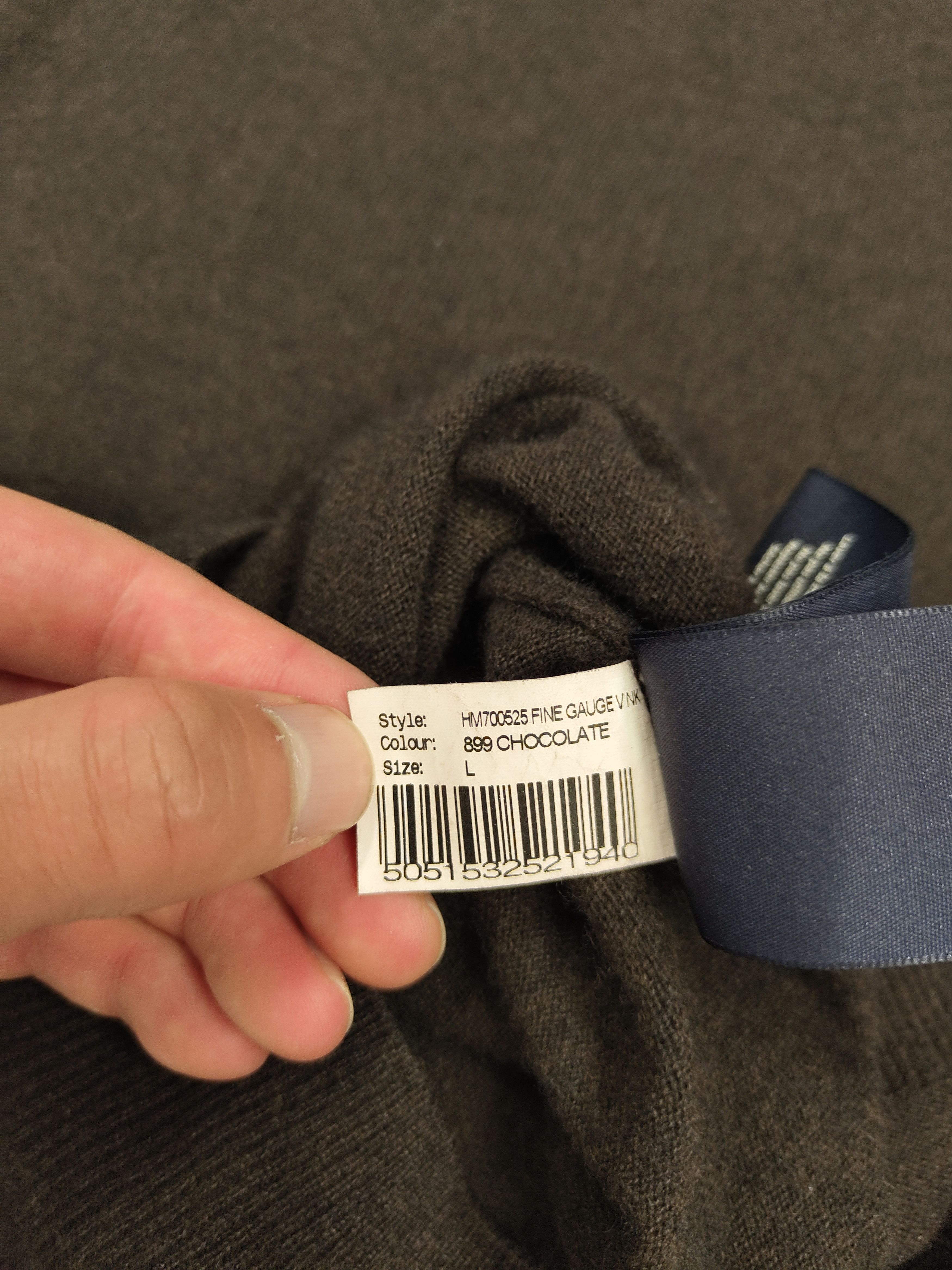 Hackett Dark Brown Merino Cashmere V Neck Sweater Size US L / EU 52-54 / 3 - 6 Thumbnail