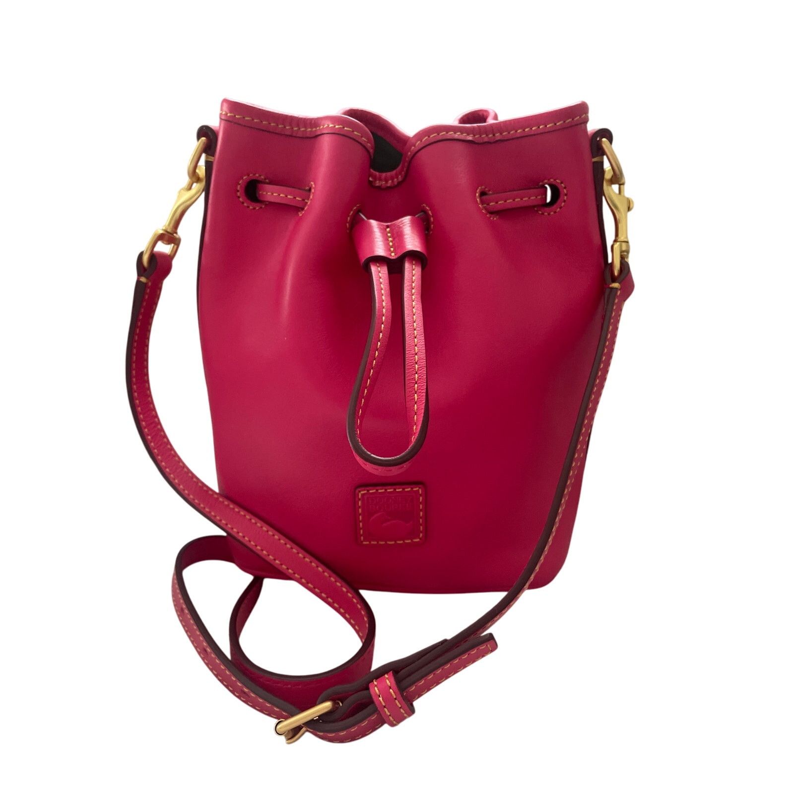 Dooney & Bourke Dooney and Bourke Florentine Leather Fuchsia Drawstring Bag Size ONE SIZE - 4 Thumbnail