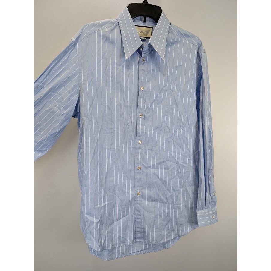 o1rshd1 Stripe Button Up Shirt in Light Blue/White