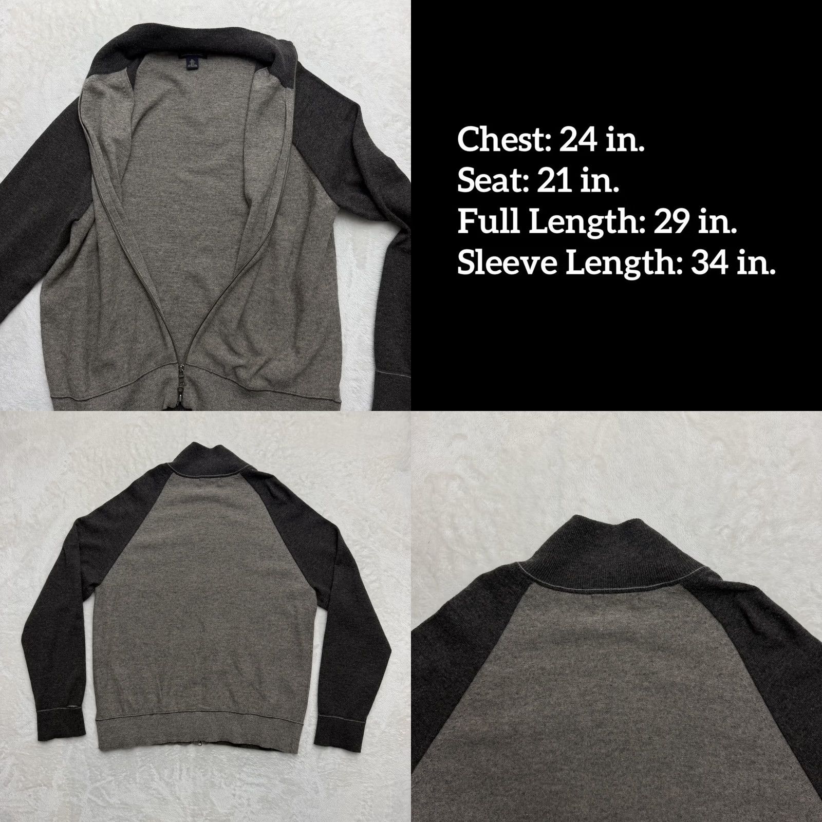 Banana Republic VINTAGE Banana Republic Jacket Mens XL Gray Lambswool Cashmere Blend Full Zip Mock Neck Size US XL / EU 56 / 4 - 8 Thumbnail