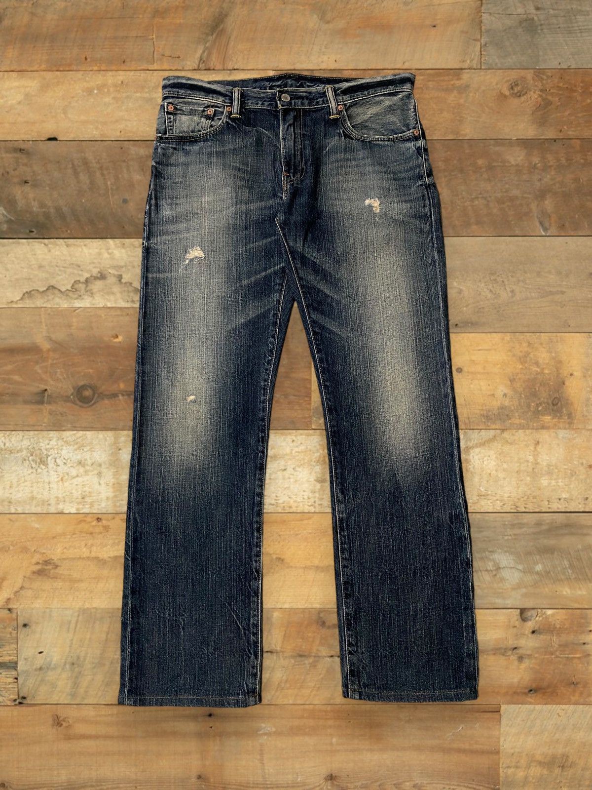 image of Distressed Denim x Levis Levi’S 502 Dark Blue Wash Straight 4459 Jeans, Men's (Size 38)